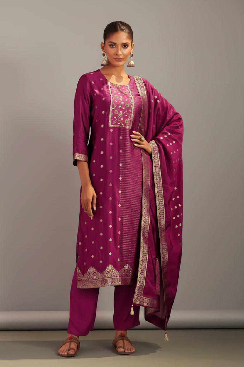 Rani Handworked Silk Festive Kurta Set