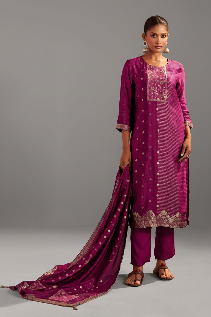 Rani Handworked Silk Festive Kurta Set