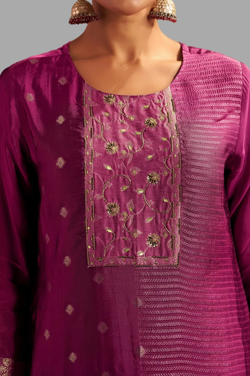 Rani Handworked Silk Festive Kurta Set
