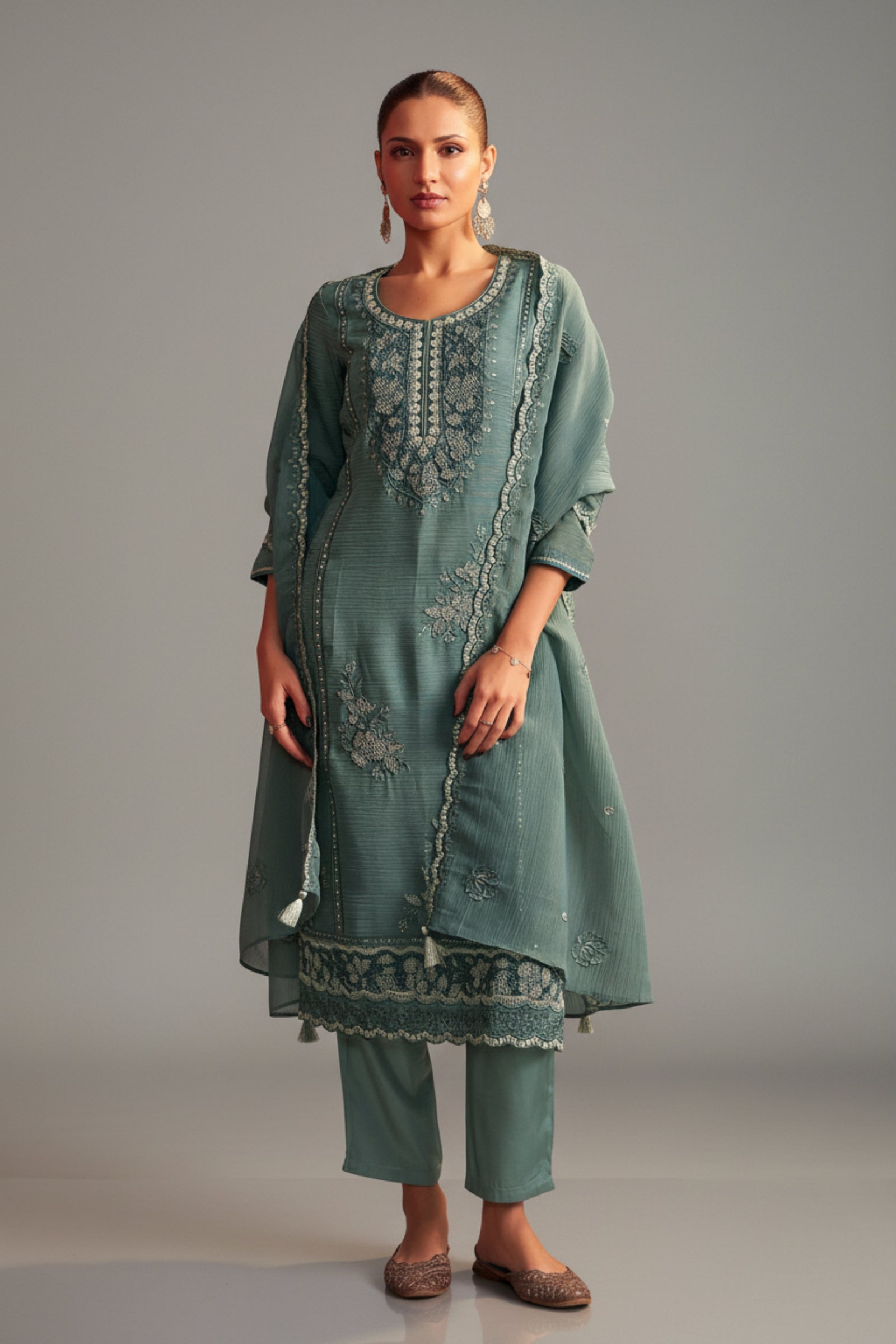 Rama Handworked Silk Festive Kurta Set