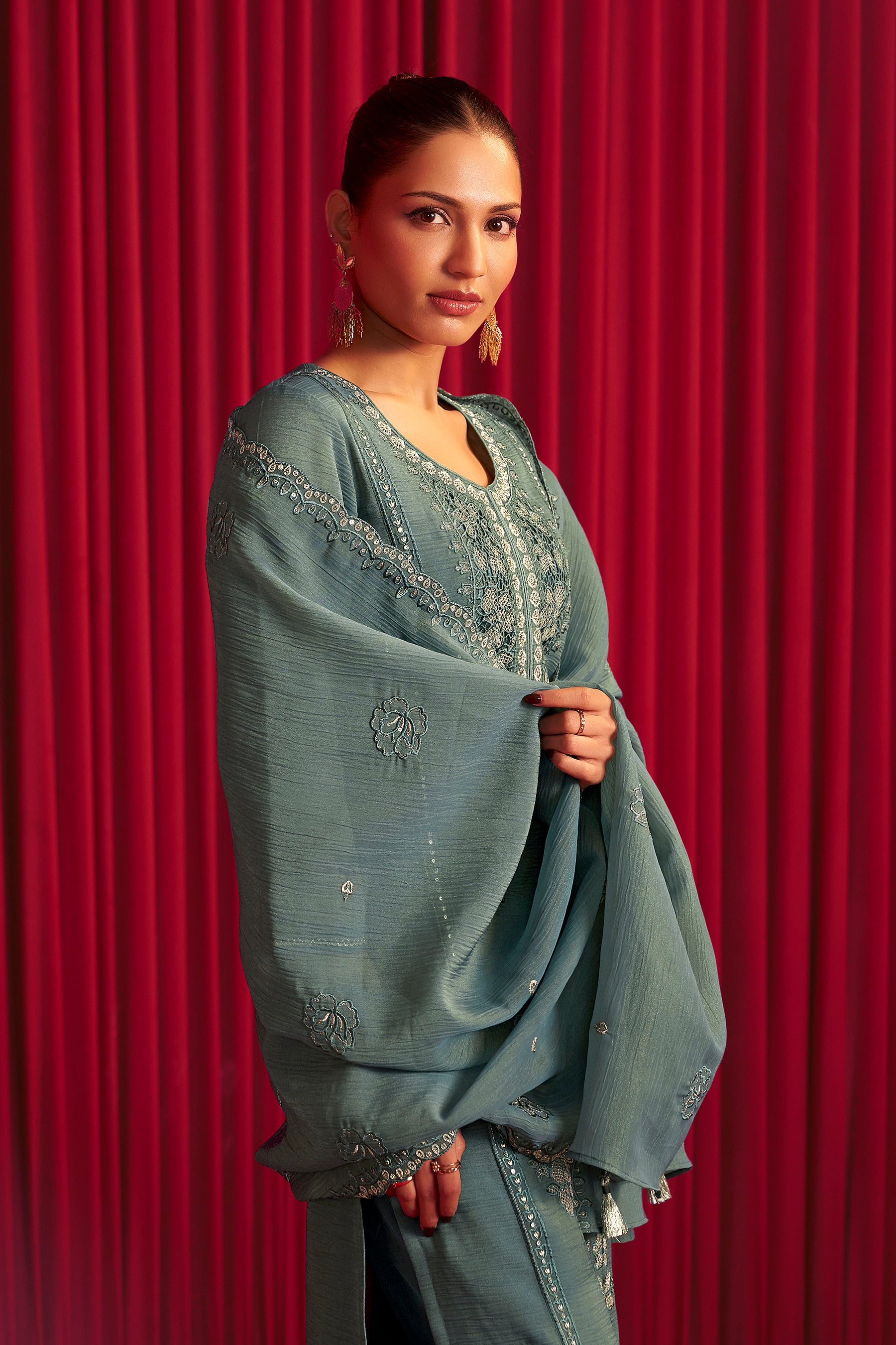 Crush Organza Border Embroidery Set