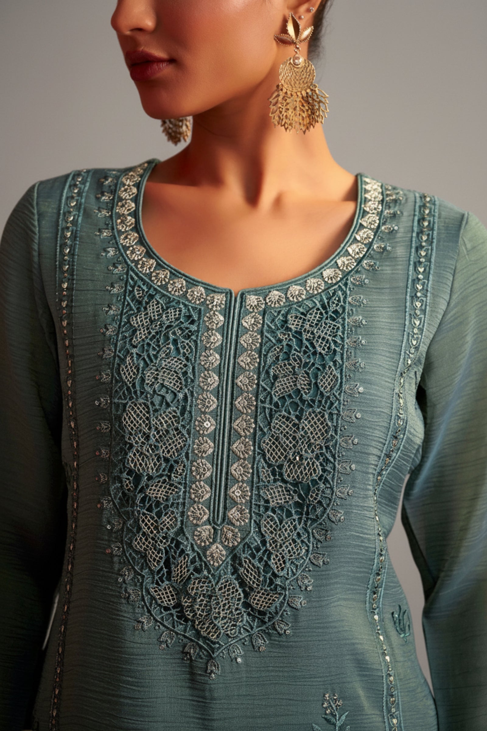 Rama Handworked Silk Festive Kurta Set