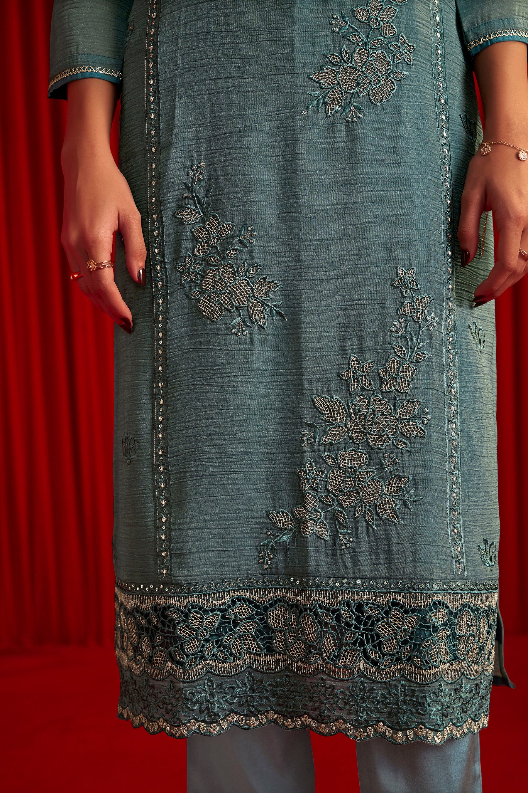 Crush Organza Border Embroidery Set