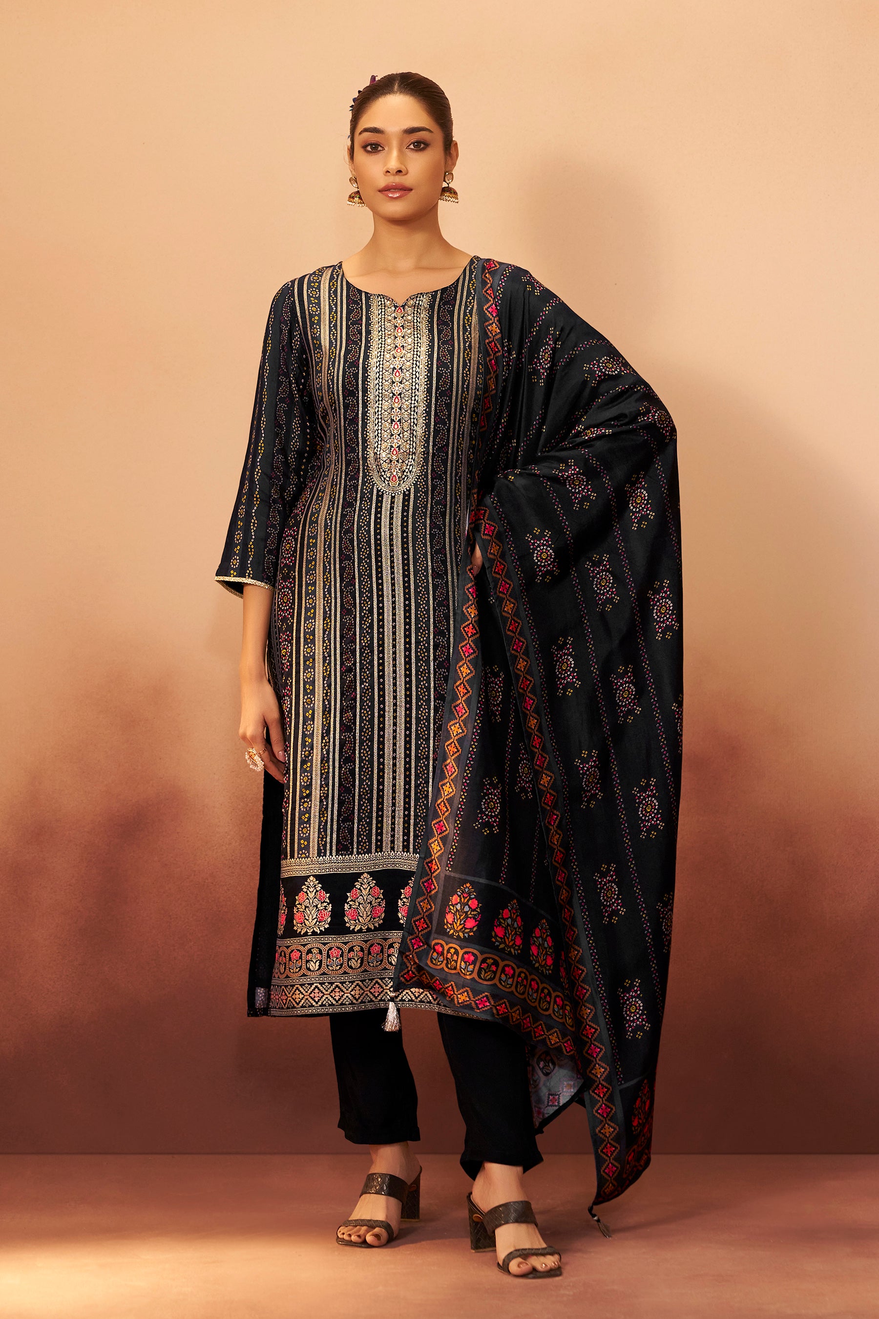 Position Print Russian Silk Kurta Set