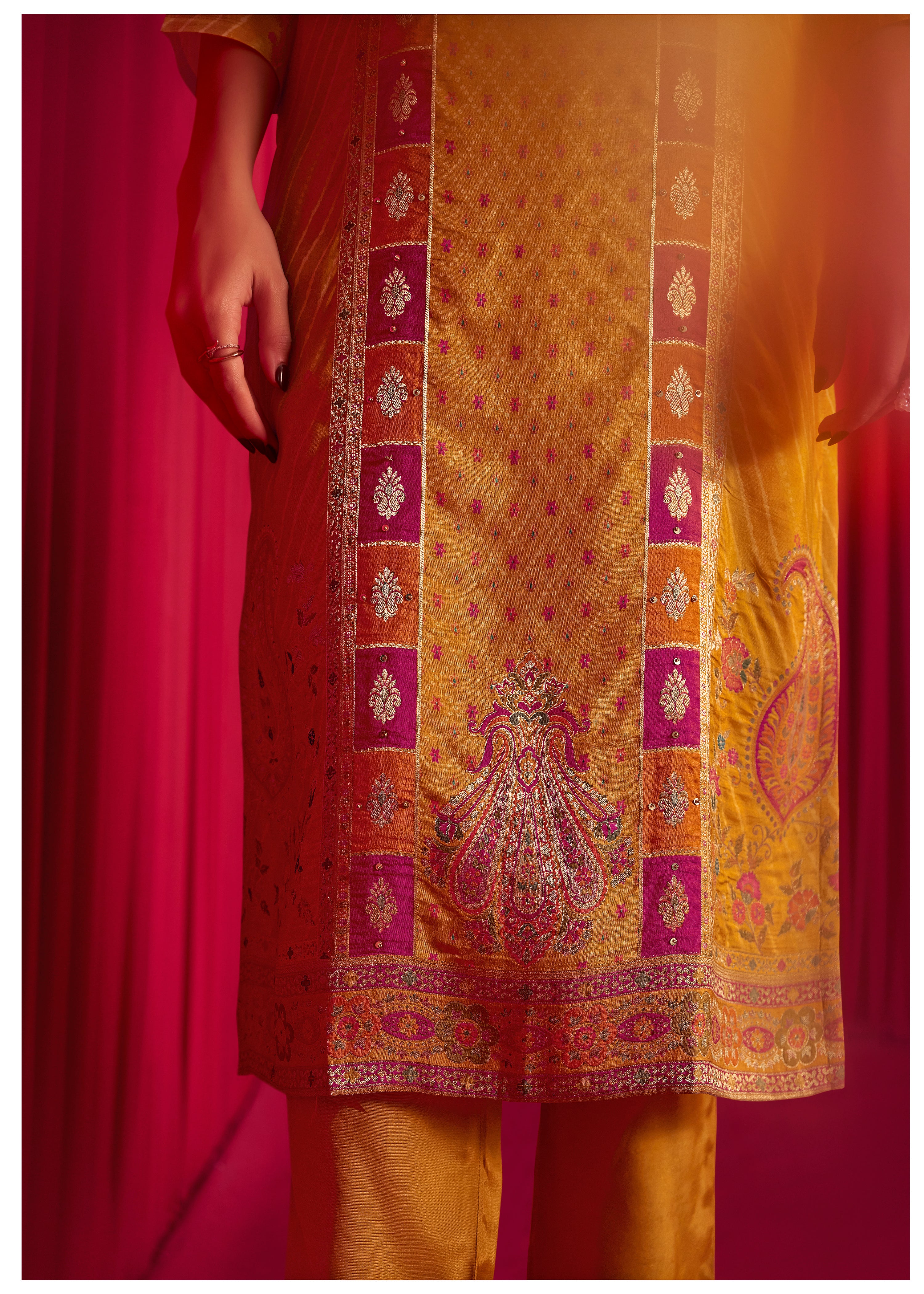 Position Print Russian Silk Kurta Set