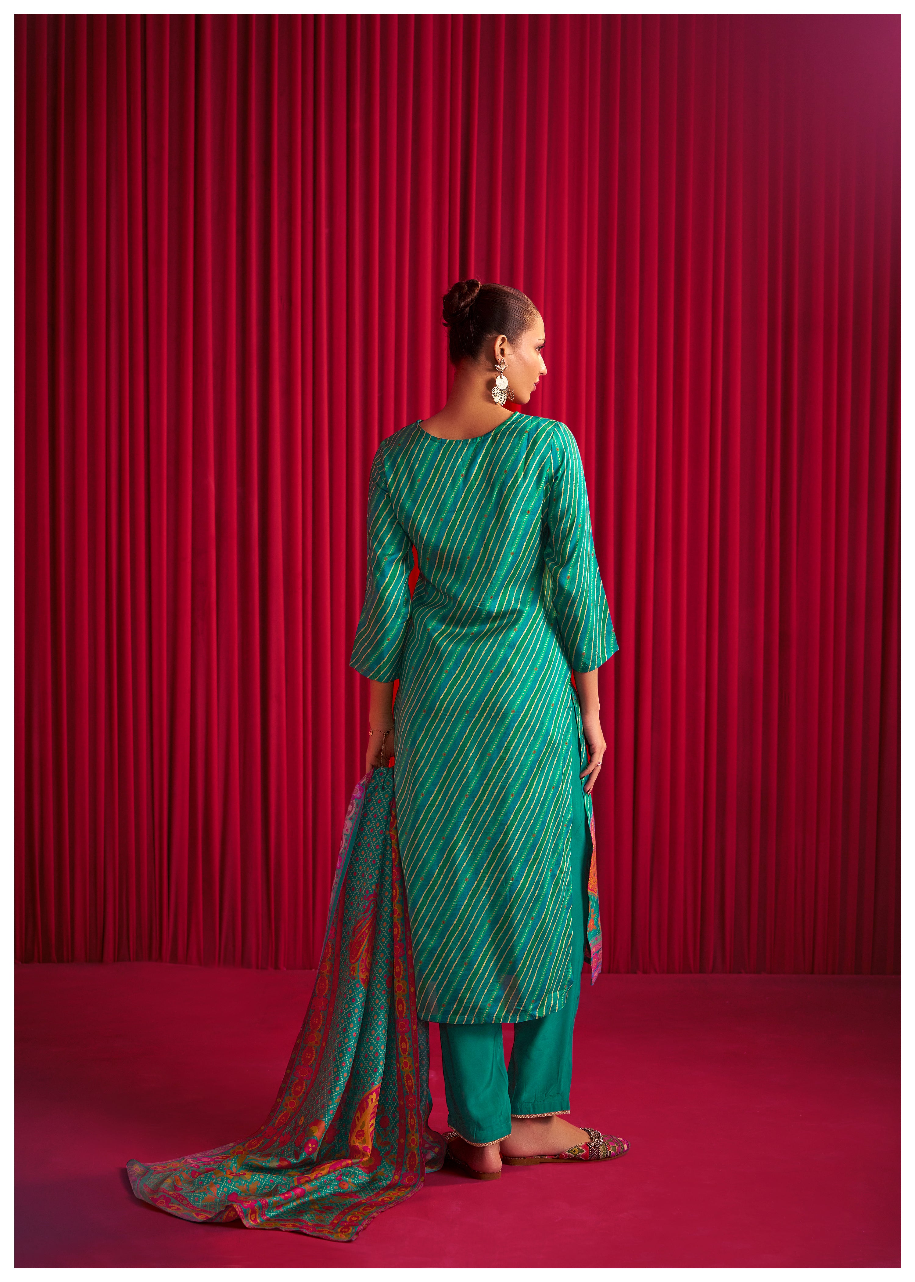 Position Print Silk Kurta Set