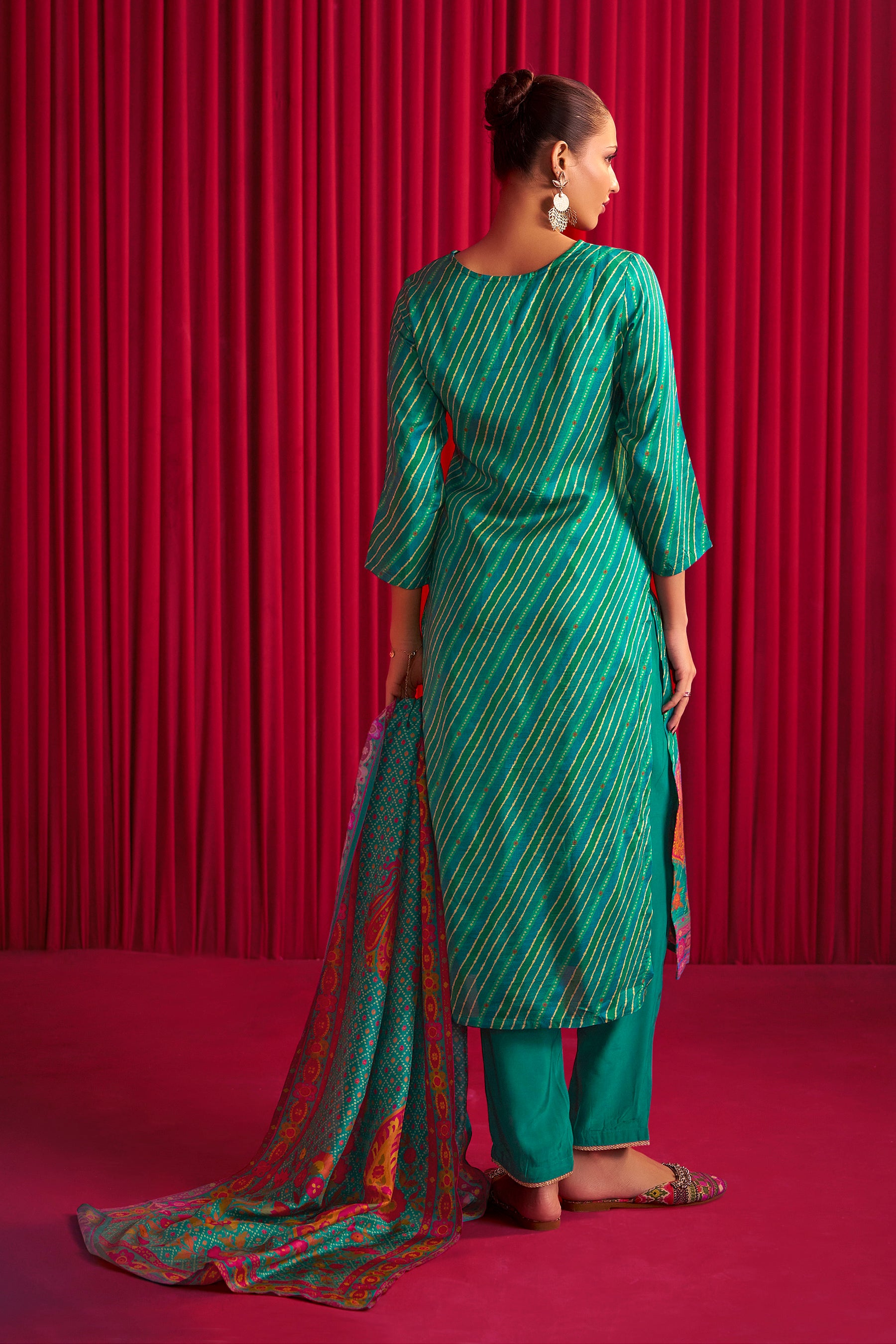 Position Print Silk Kurta Set