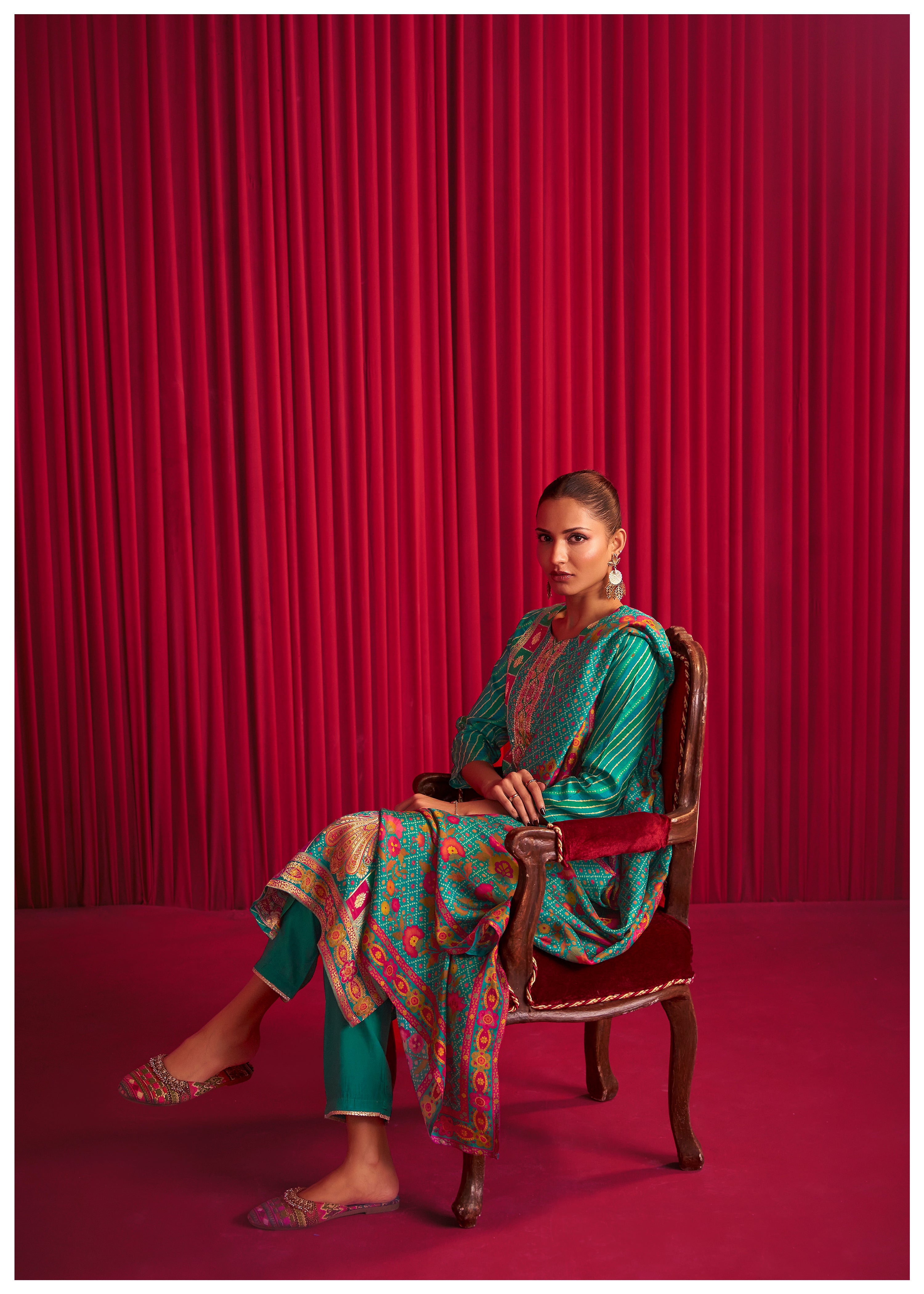 Position Print Silk Kurta Set