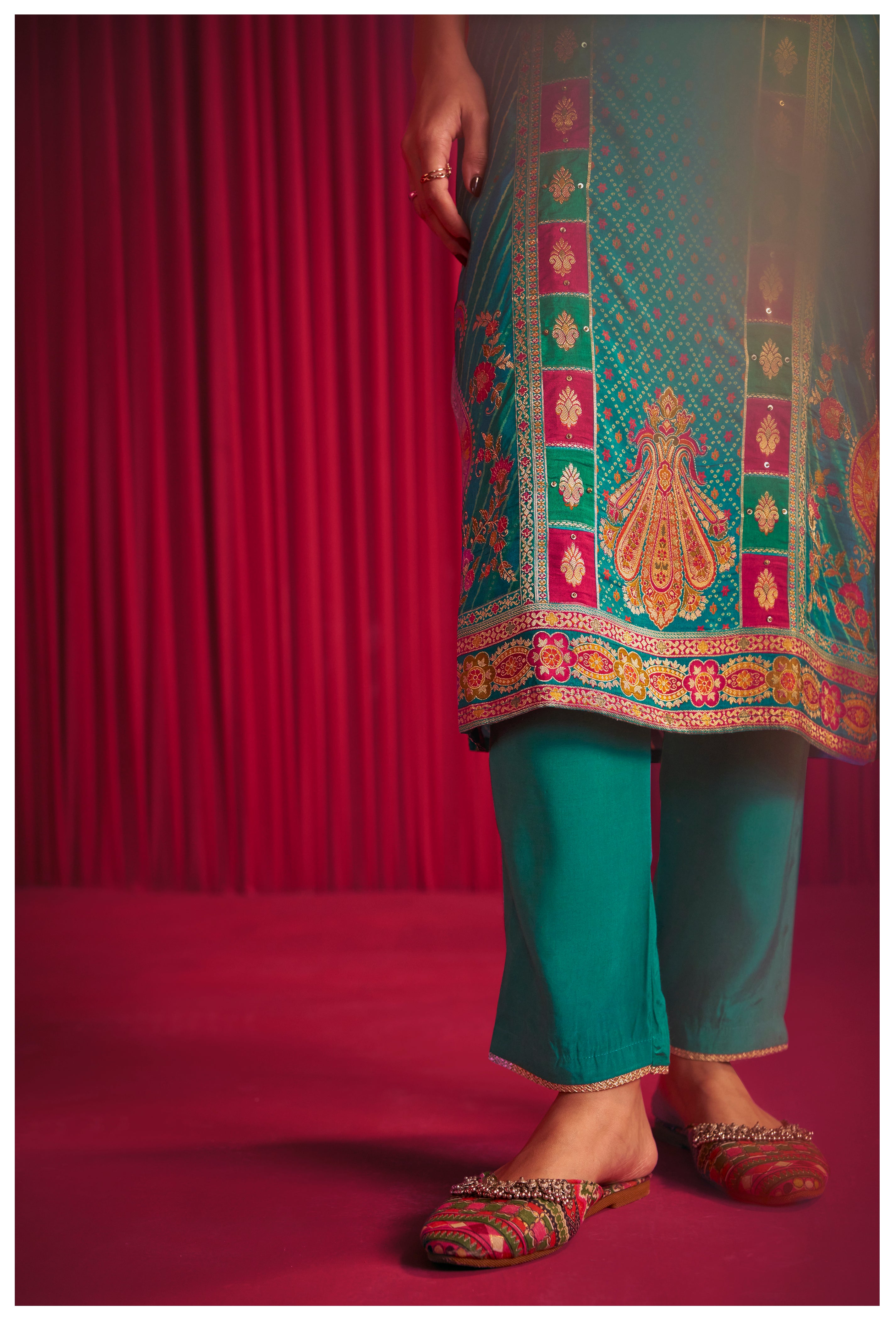 Position Print Silk Kurta Set