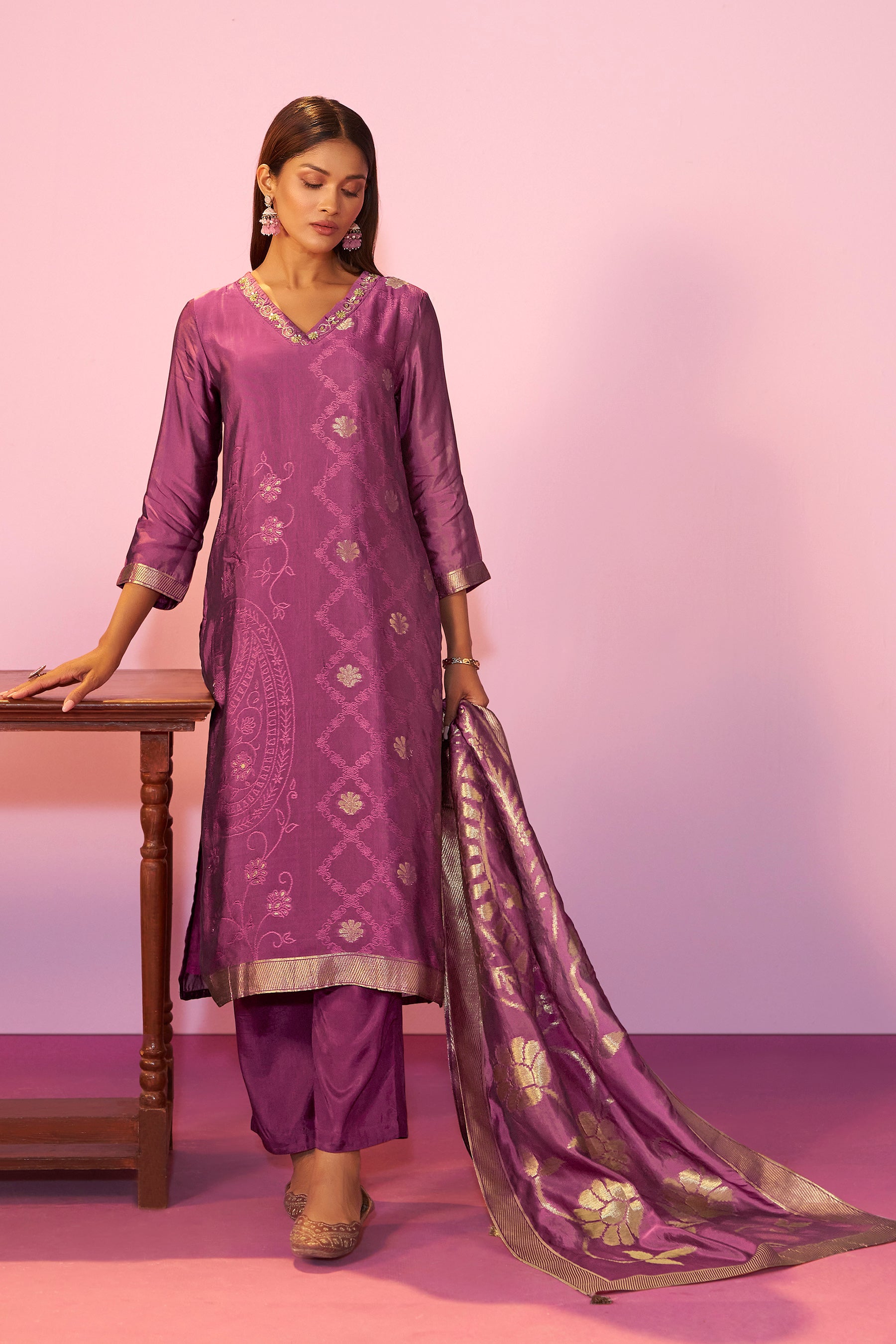 Yarn Dyed Viscose Kurta Set