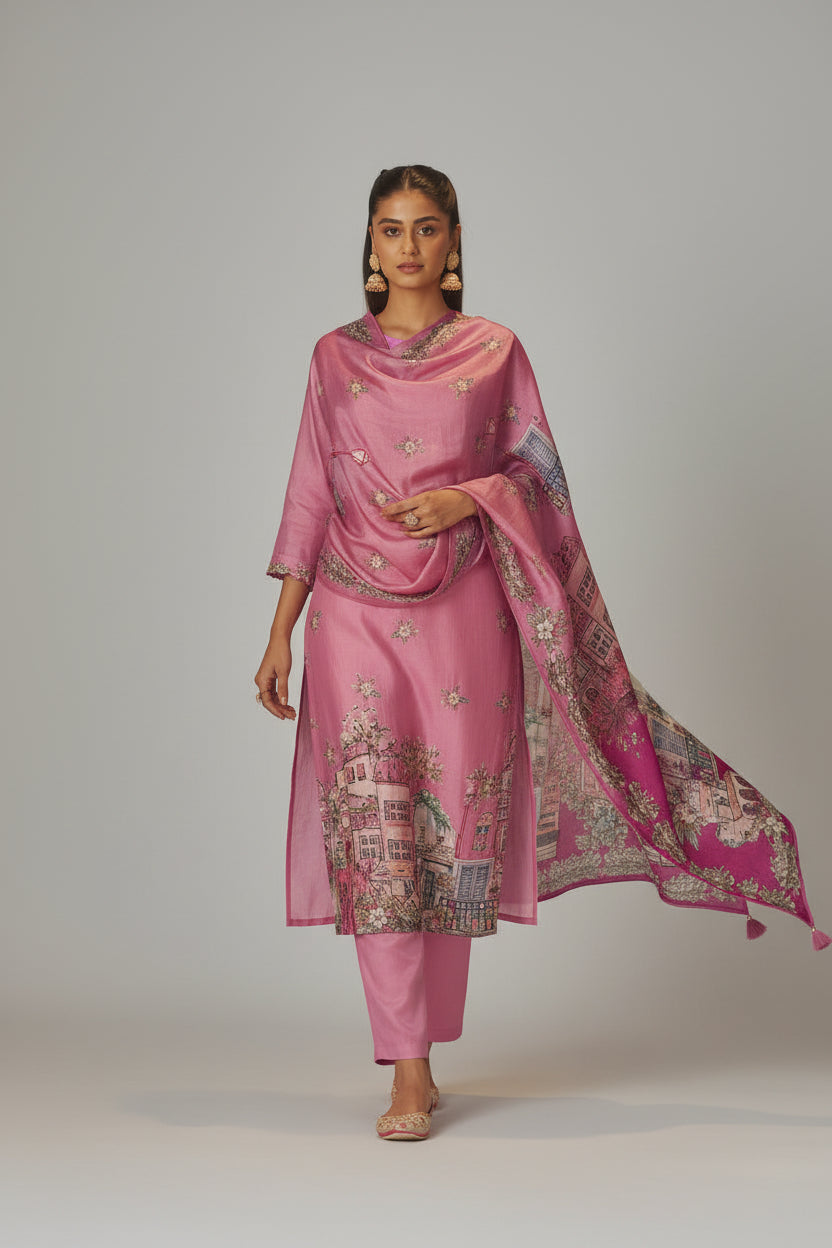 Rani Glow Dola Digital Kurta Set