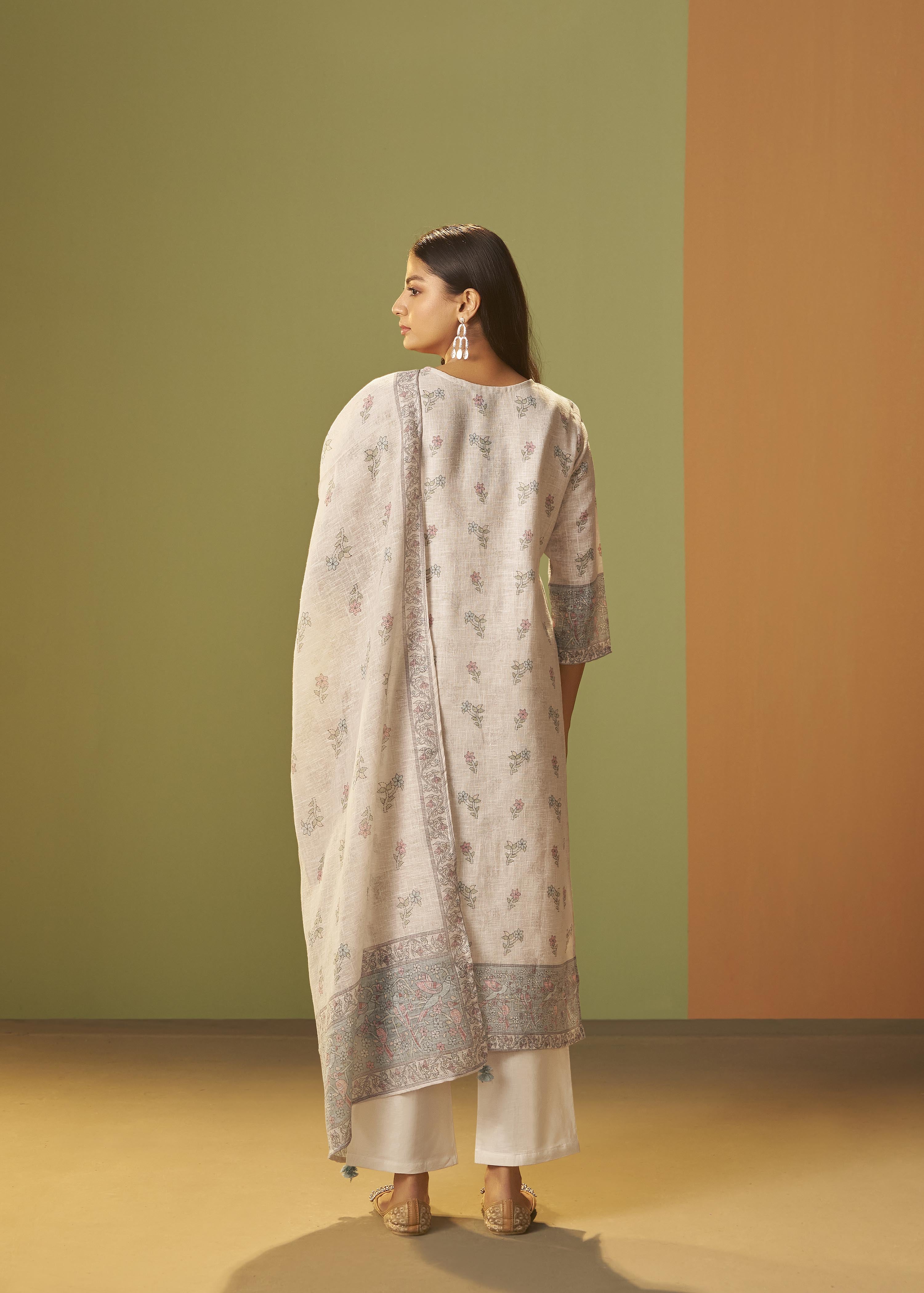 Cream Breeze Linen Cotton Kurta Set