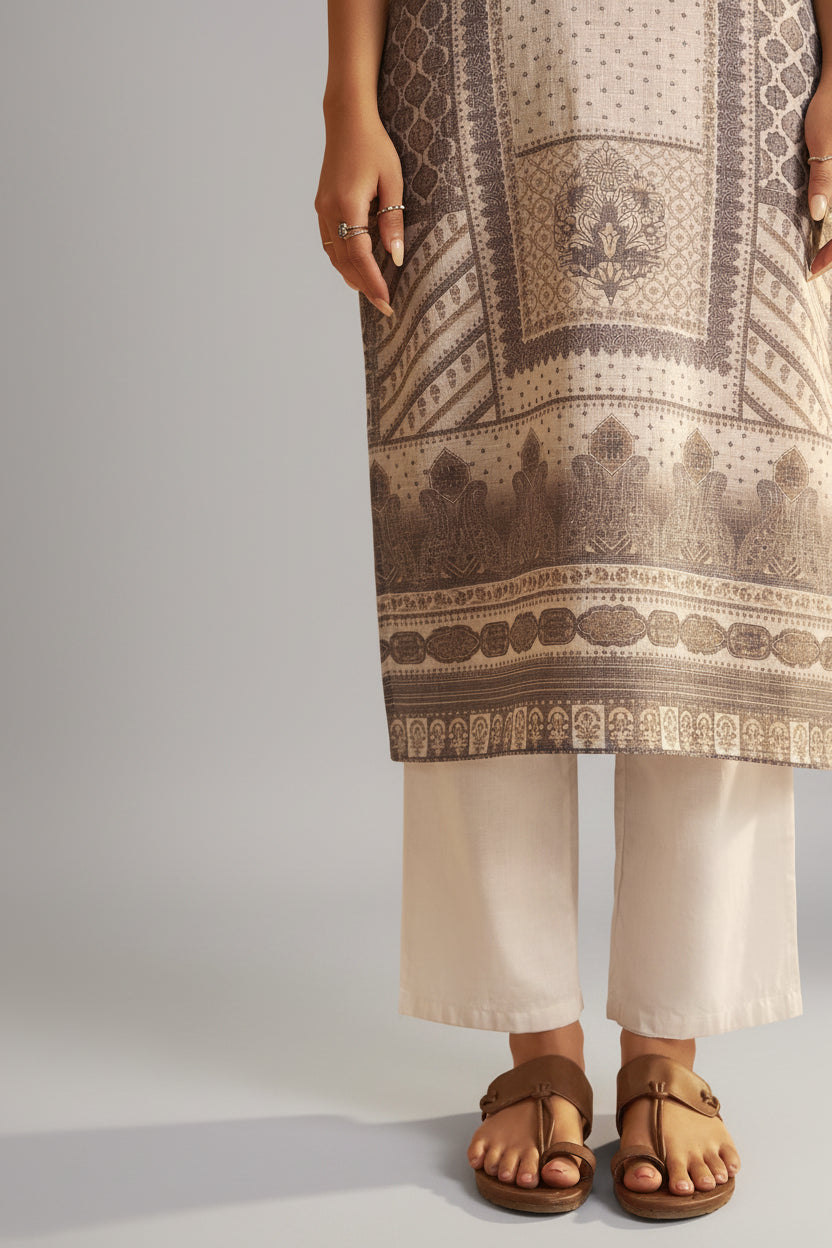 Classic Ivory Linen Cotton Kurta Set
