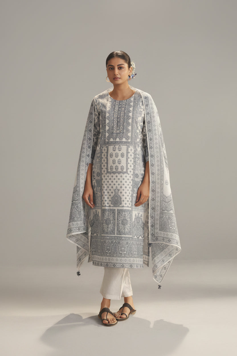 Ivory Ease Linen Cotton Kurta Set