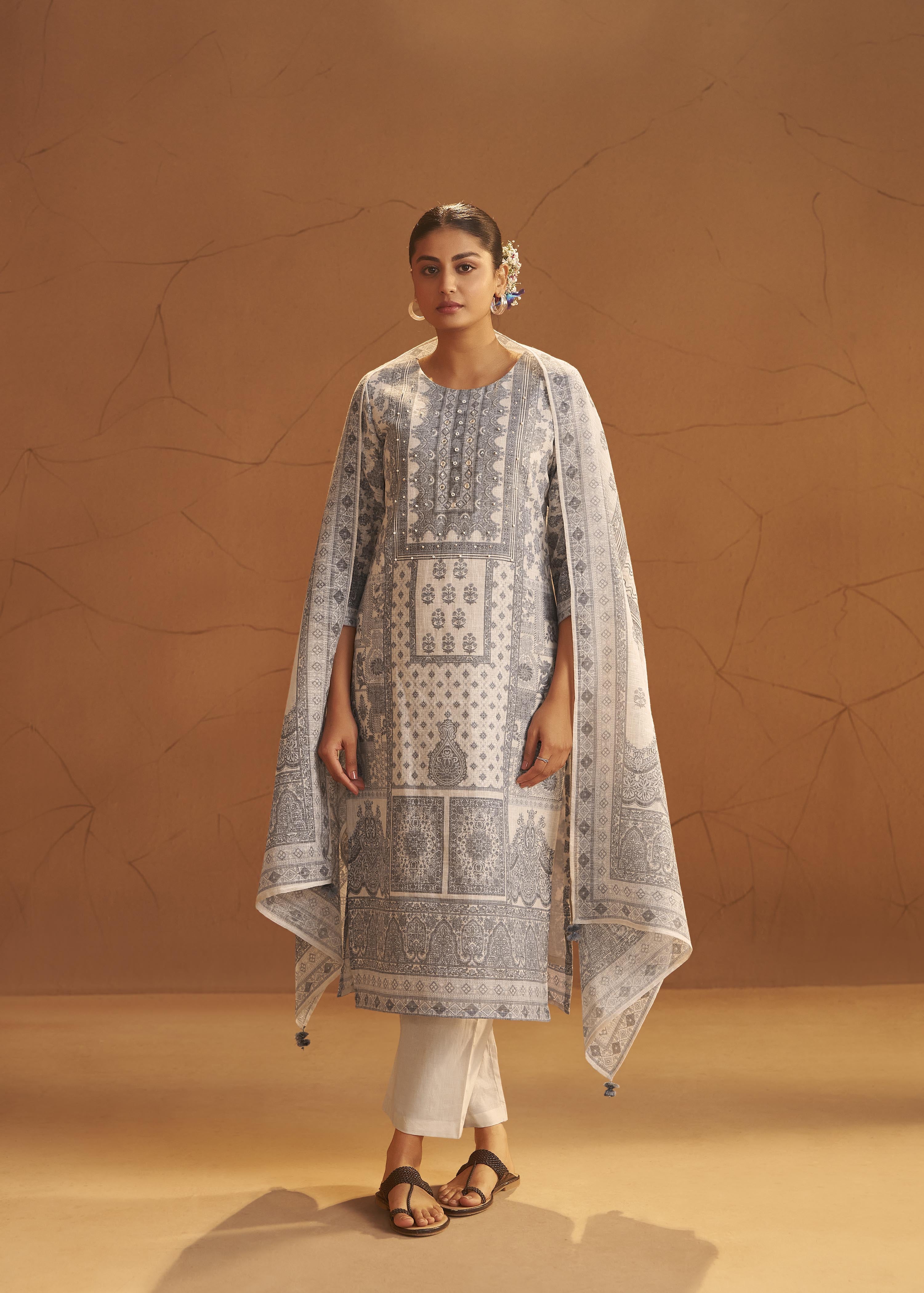 Ivory Ease Linen Cotton Kurta Set