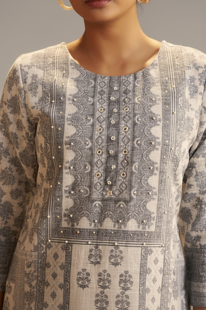 Ivory Ease Linen Cotton Kurta Set