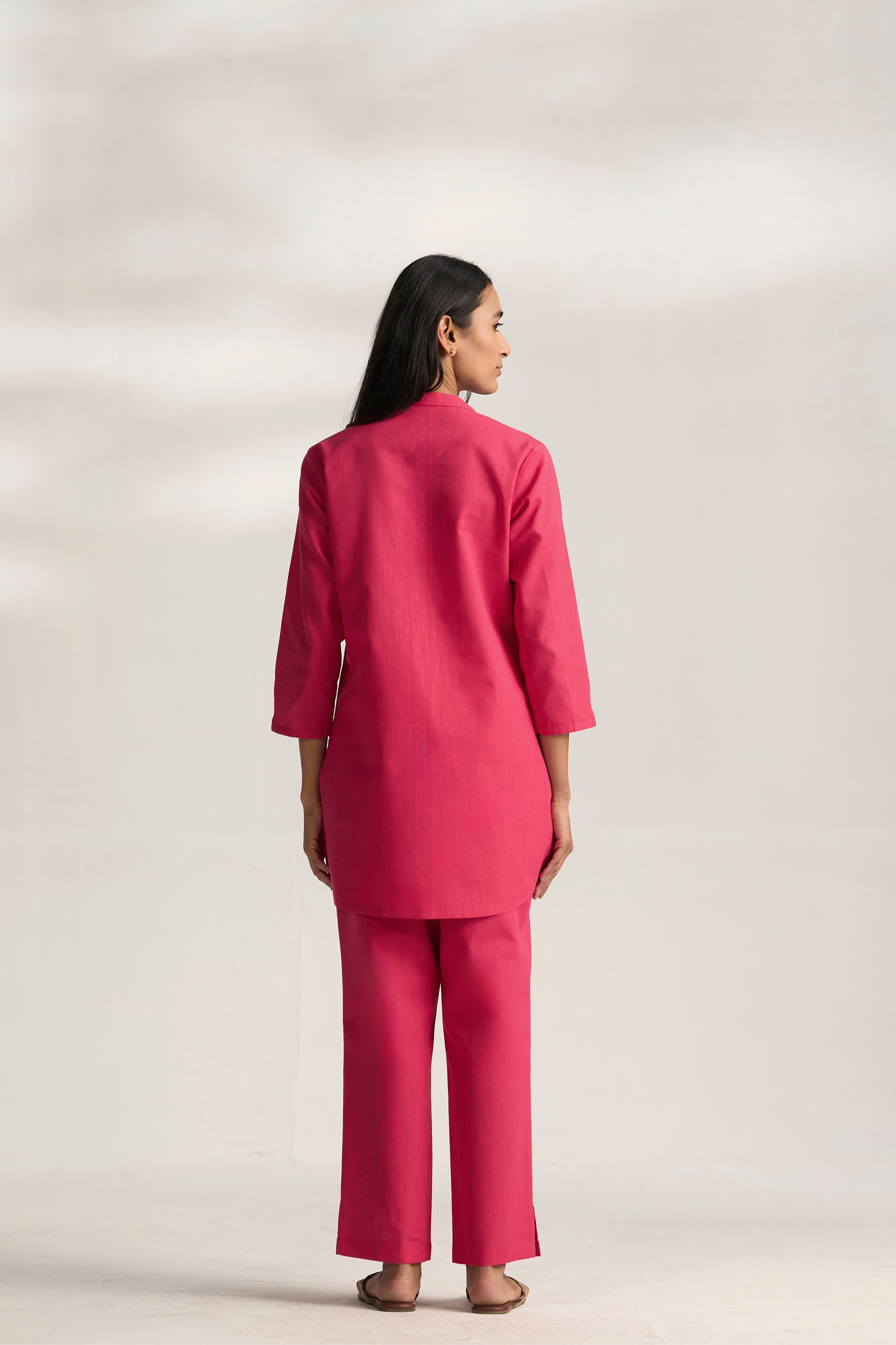 Rani Cotton Linen Plain Co-ord Set with Buttoning Details