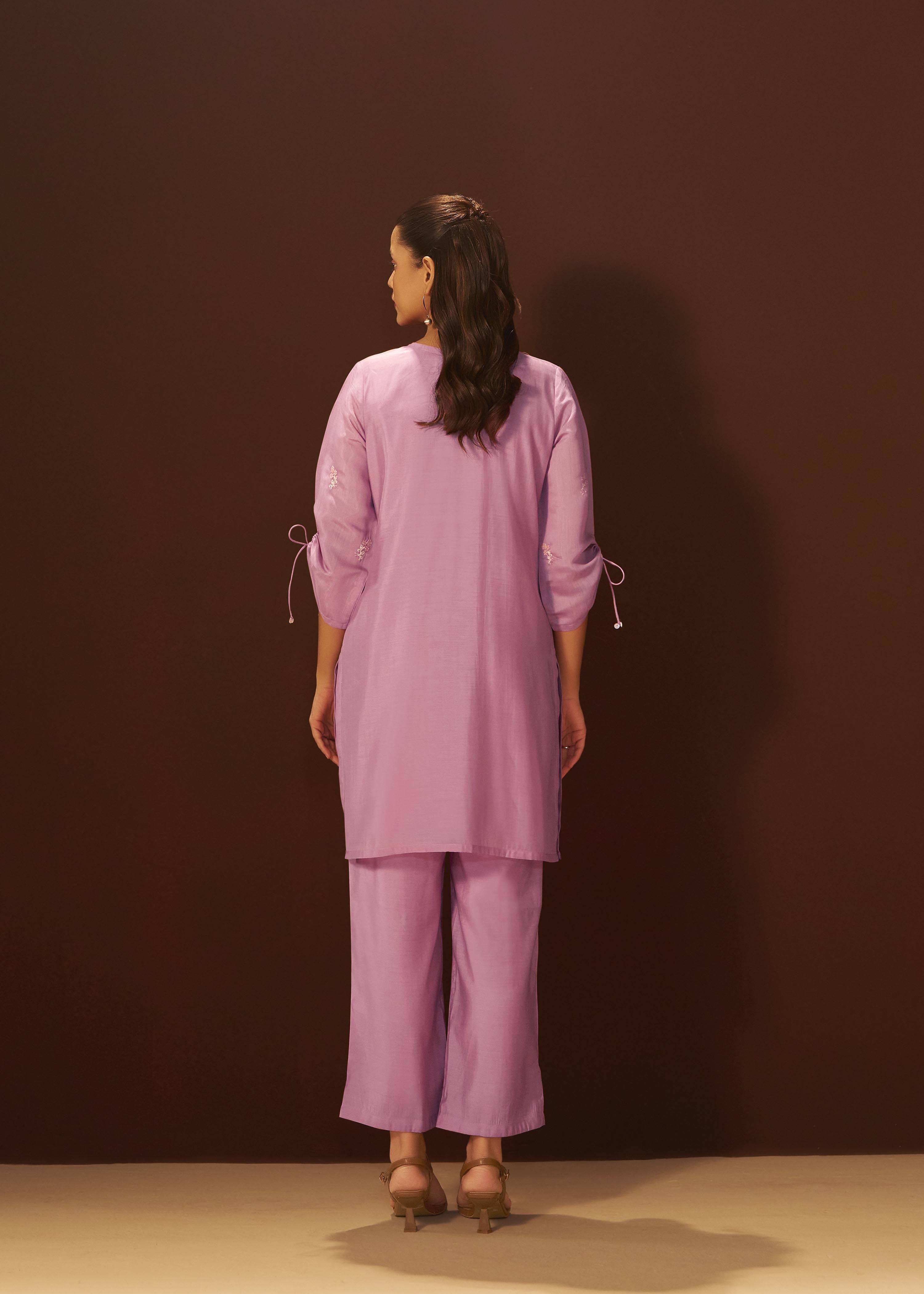 Lavender Mist Mul Chanderi Embroidery Co-ord Set