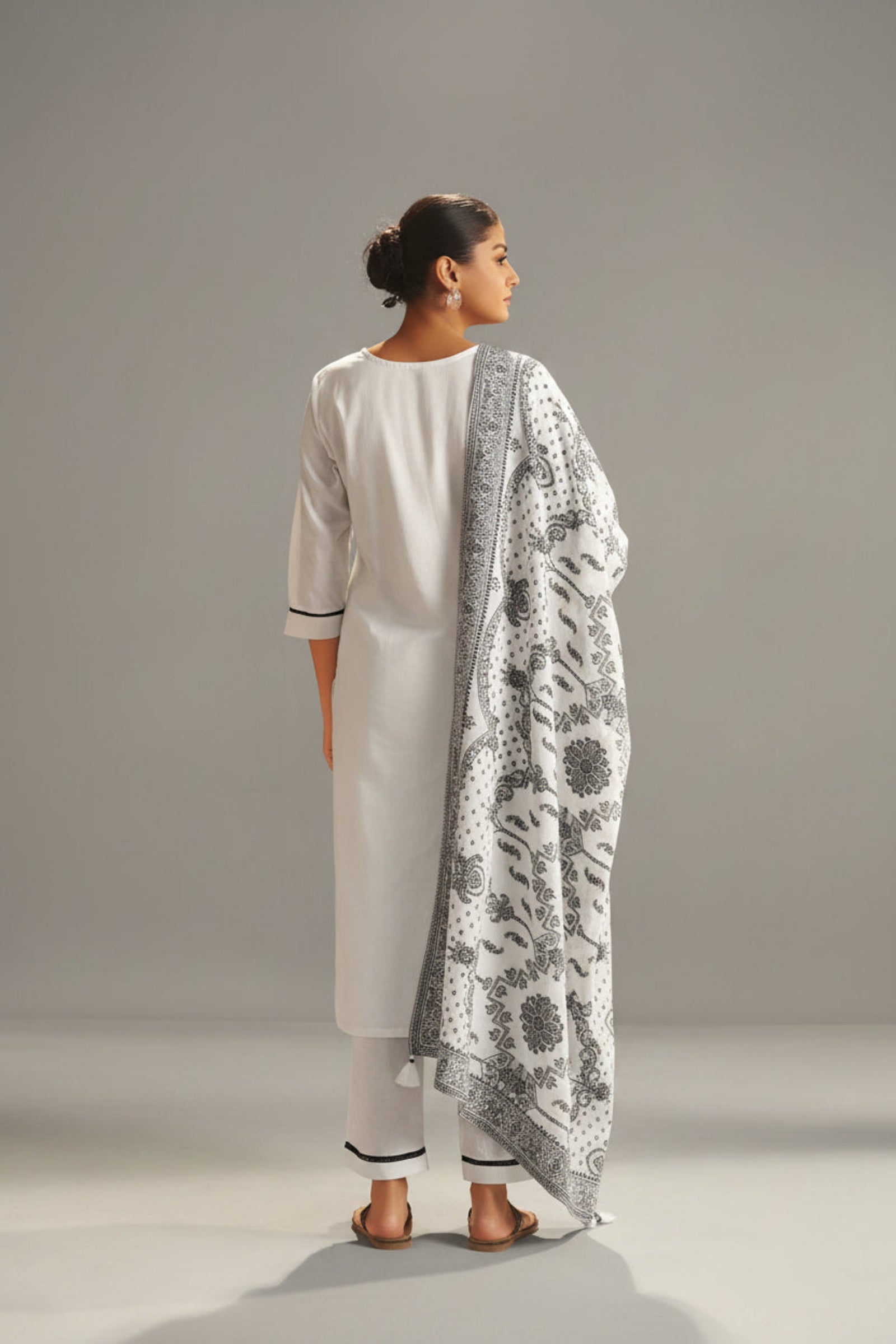 Blanc Cream Pure Cotton Embroidery Kurta Set