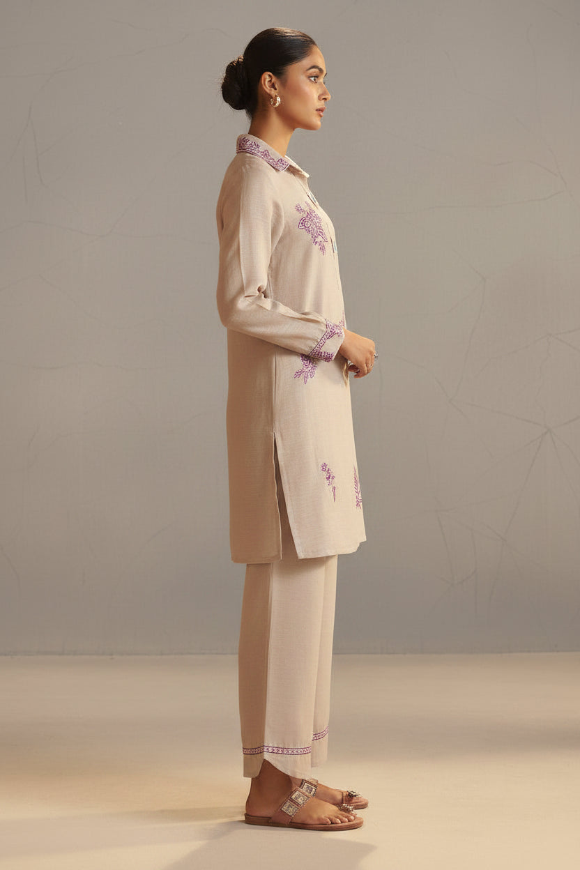 Linen Embroidery Coord Set