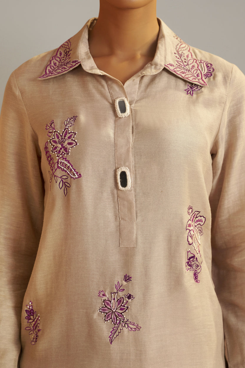 Linen Embroidery Coord Set