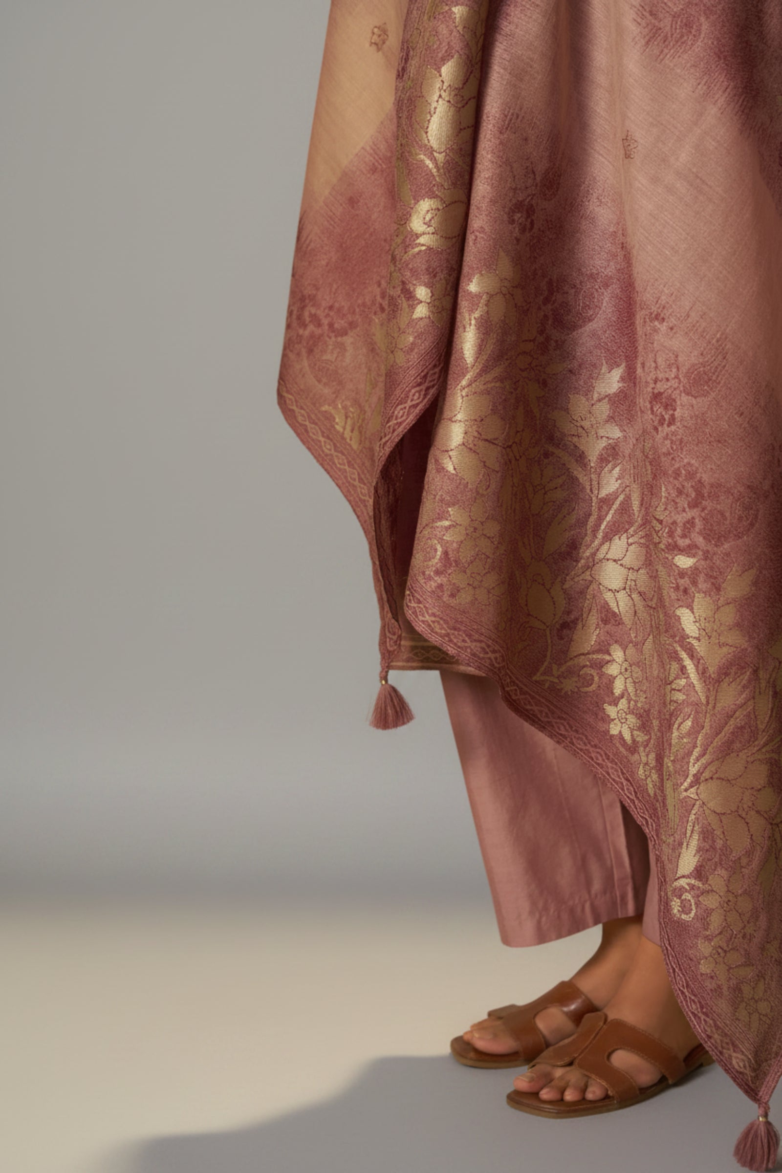 Ethereal Blush Pink Chanderi Jacquard Kurta Set