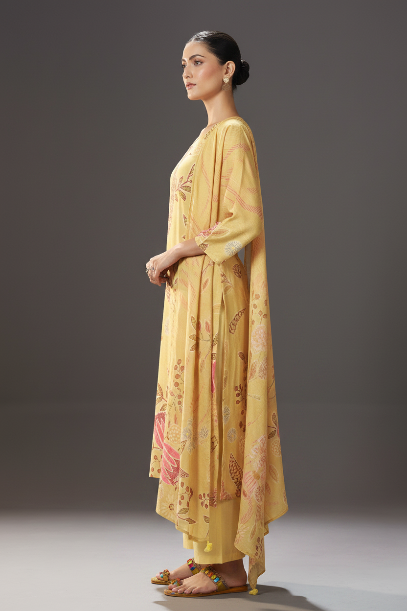Sunlit Mustard Digital Printed Kurta Set