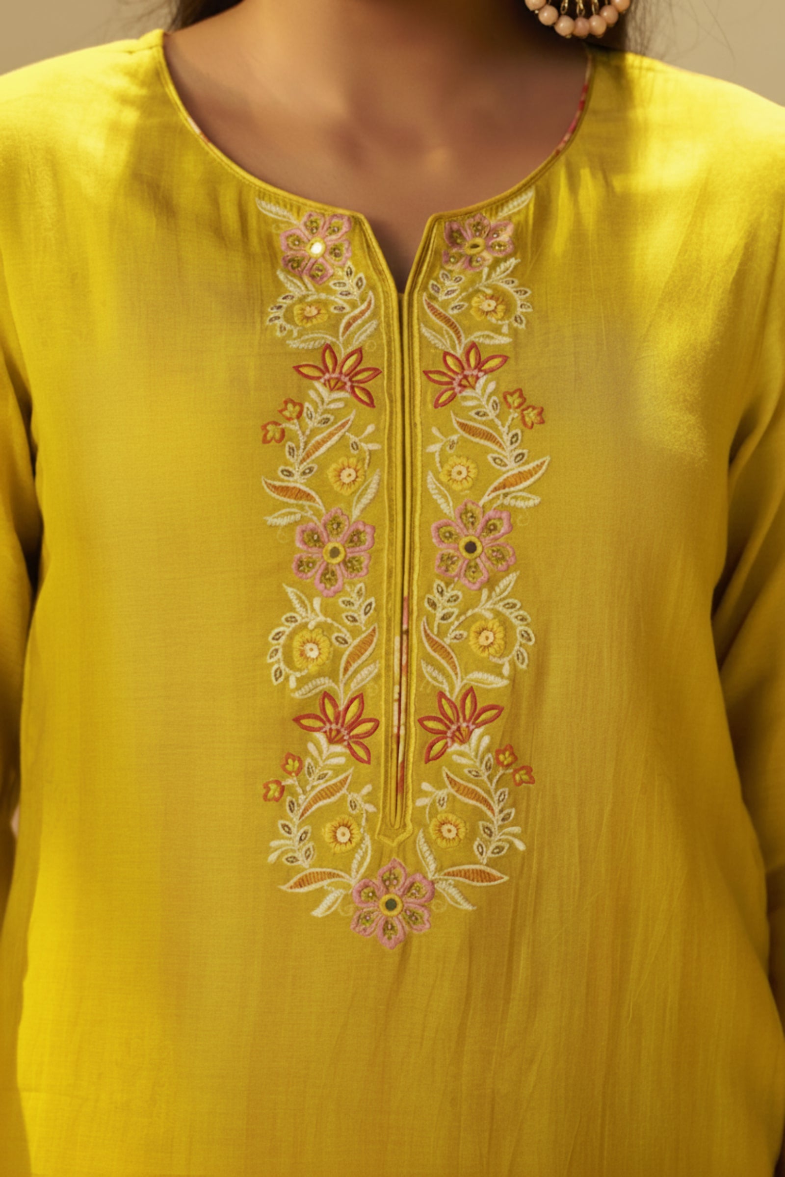 Vivid Yellow Mul Chanderi Digital Print Kurta Set