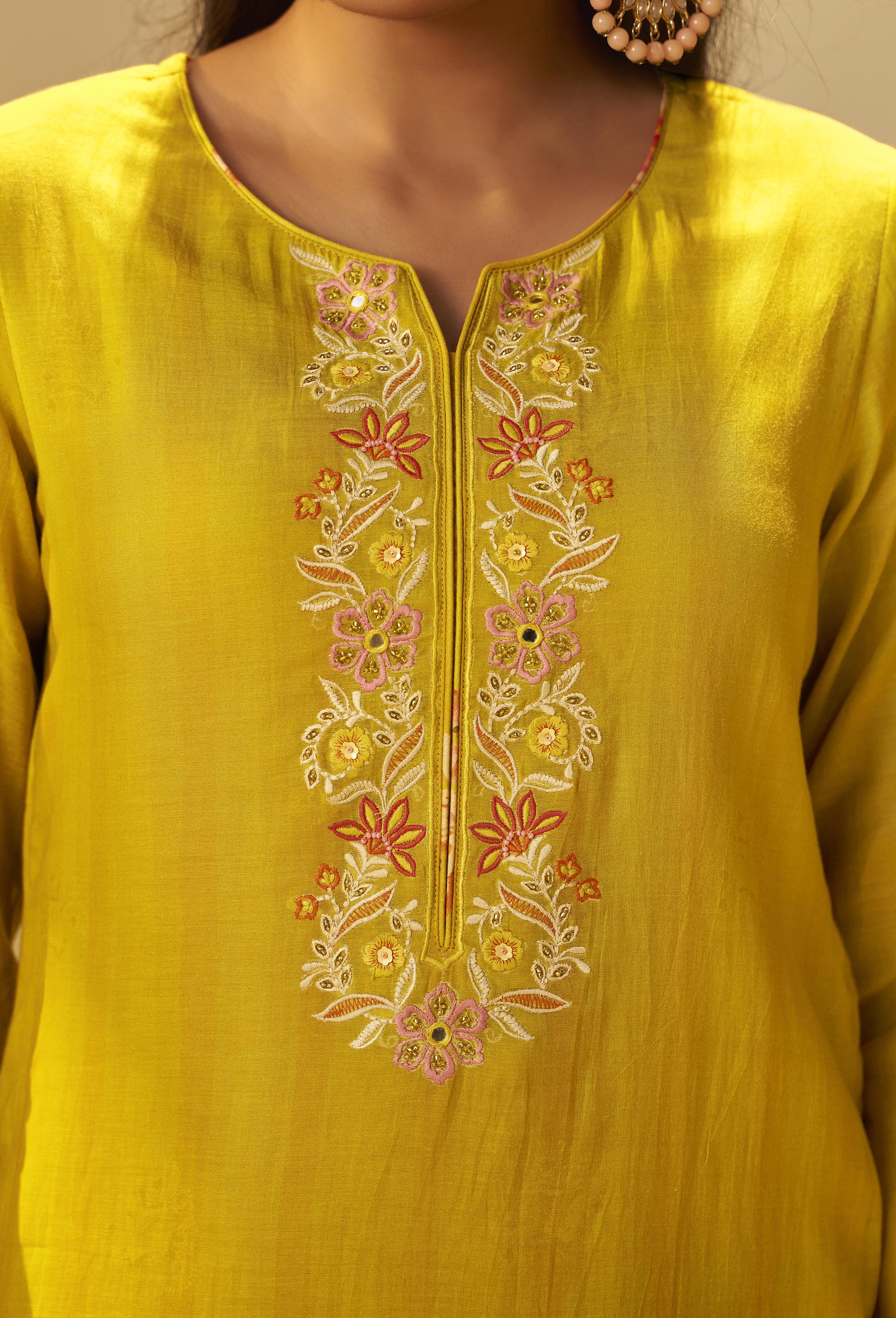 Vivid Yellow Mul Chanderi Digital Print Kurta Set