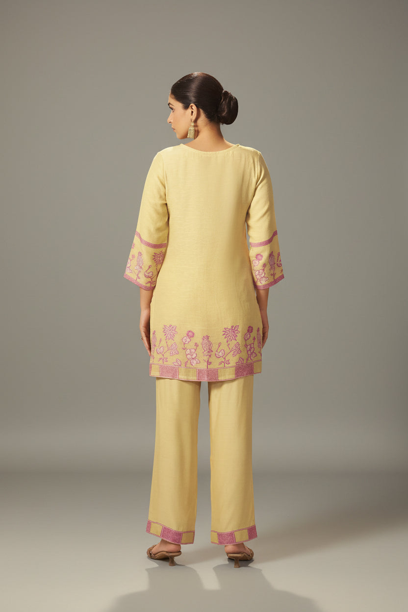 Primrose Yellow Linen Jacquard Co-ord Set
