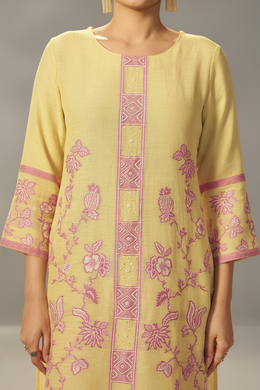 Primrose Yellow Linen Jacquard Co-ord Set