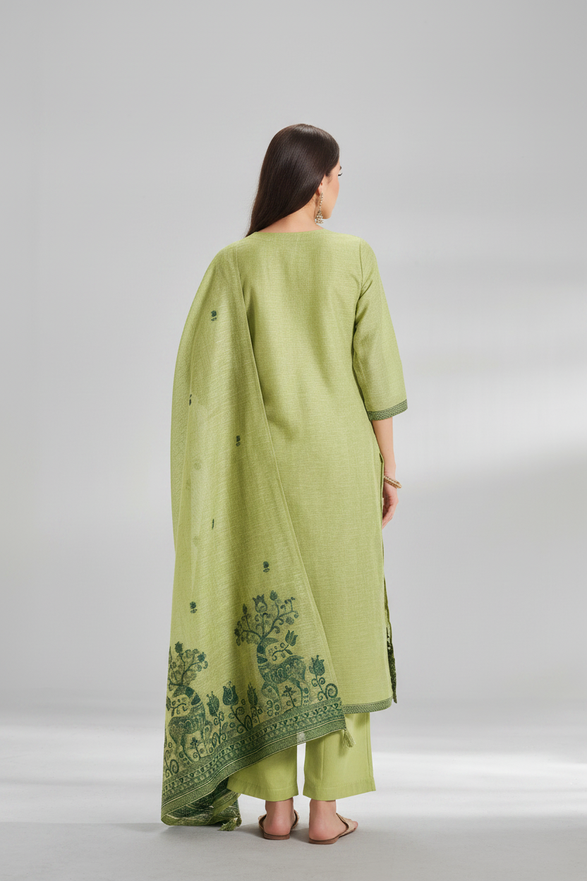 Olive Bloom Embroidered Kurta Set