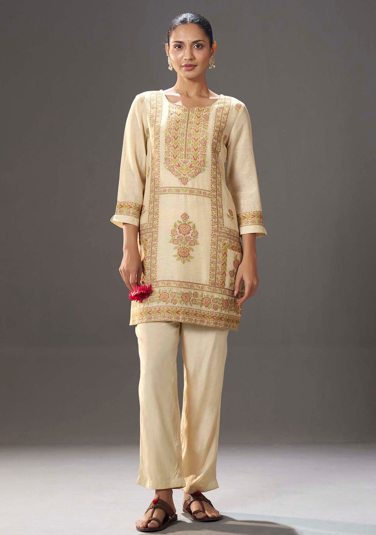Chiku Sand Jacquard Co-ord Set