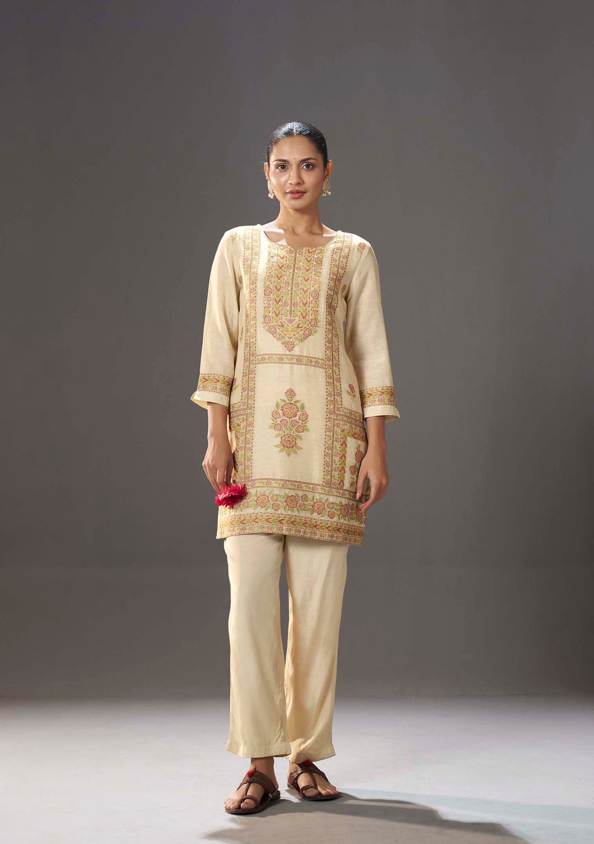 Chiku Sand Jacquard Co-ord Set