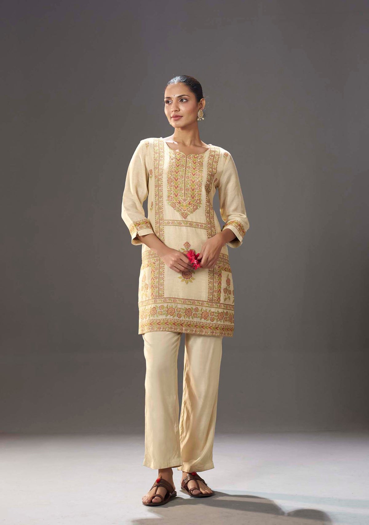 Chiku Sand Jacquard Co-ord Set