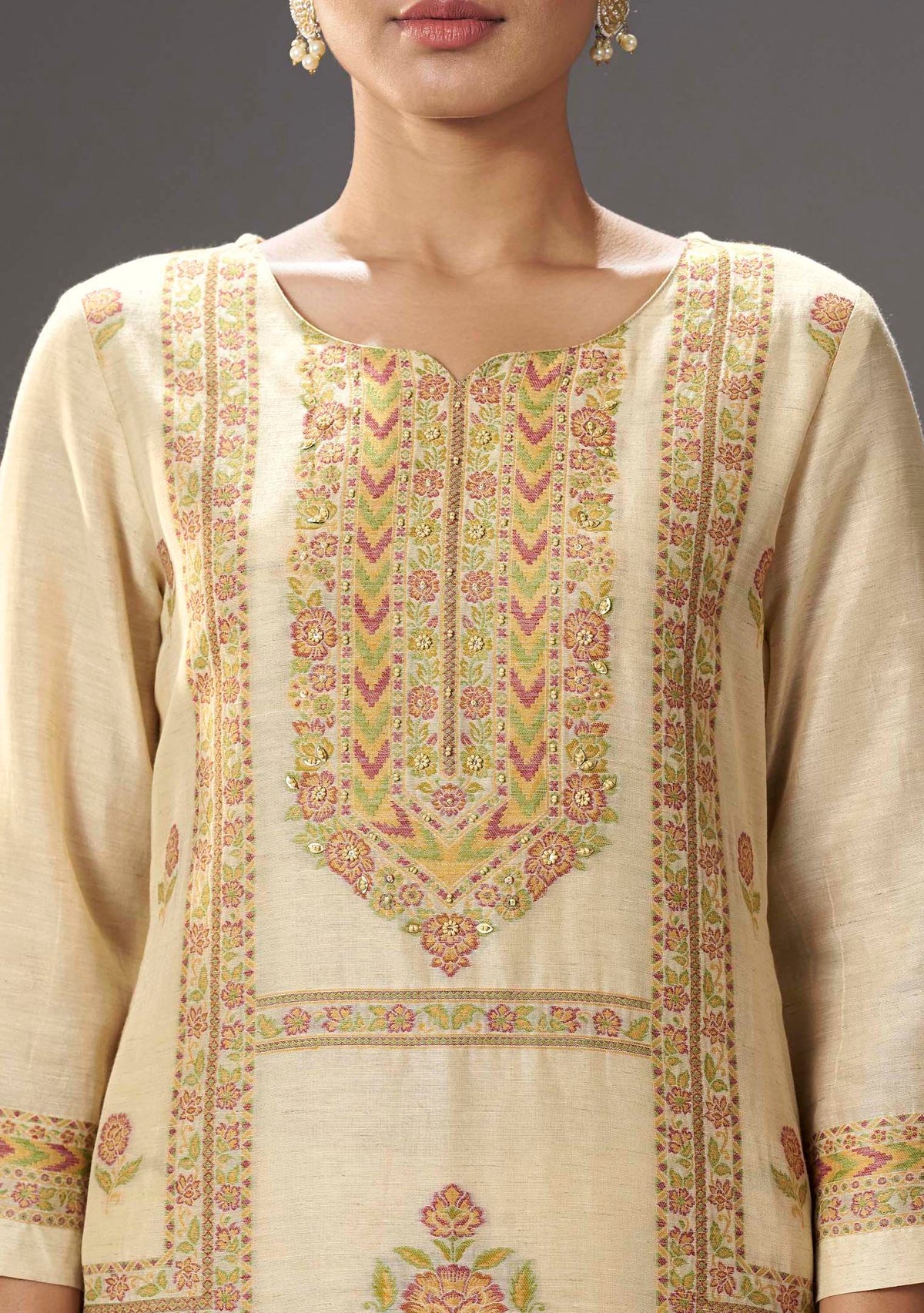 Chiku Sand Jacquard Co-ord Set