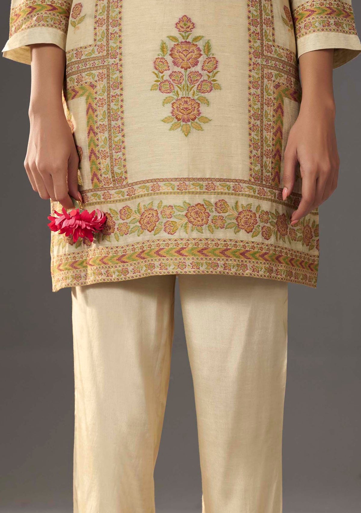Chiku Sand Jacquard Co-ord Set