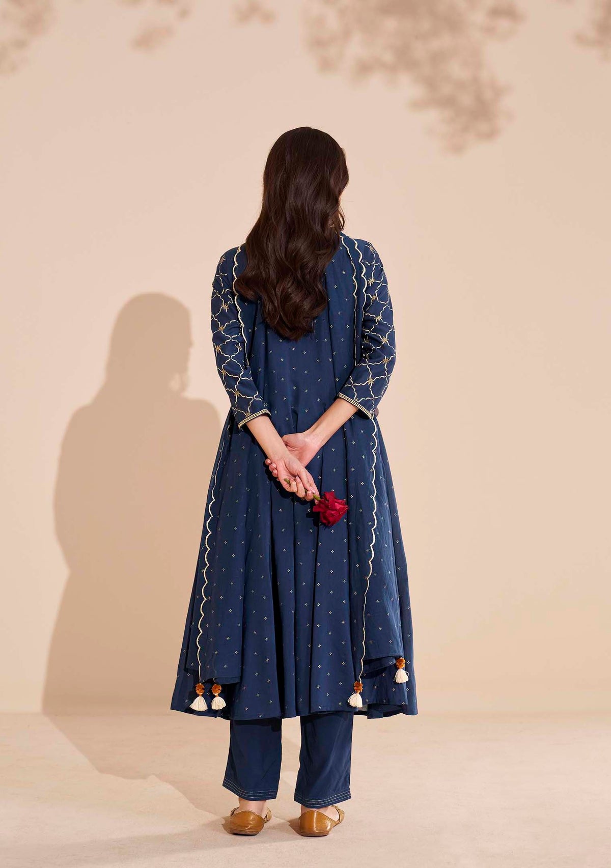Sapphire Pure Chanderi Table-Print Anarkali Set