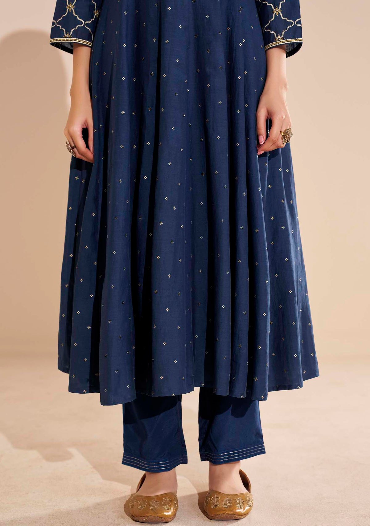 Sapphire Pure Chanderi Table-Print Anarkali Set