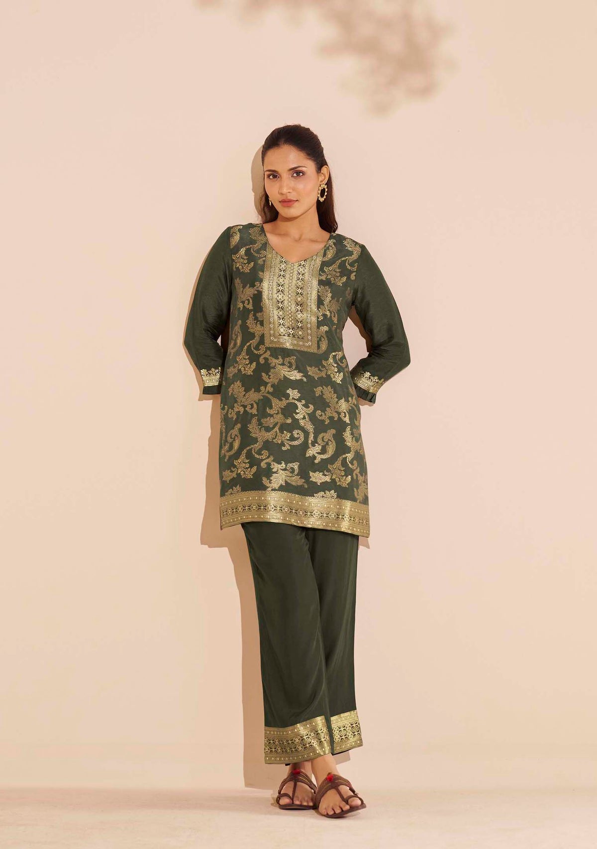 Viridian Dola Silk Jacquard Co-ord Set