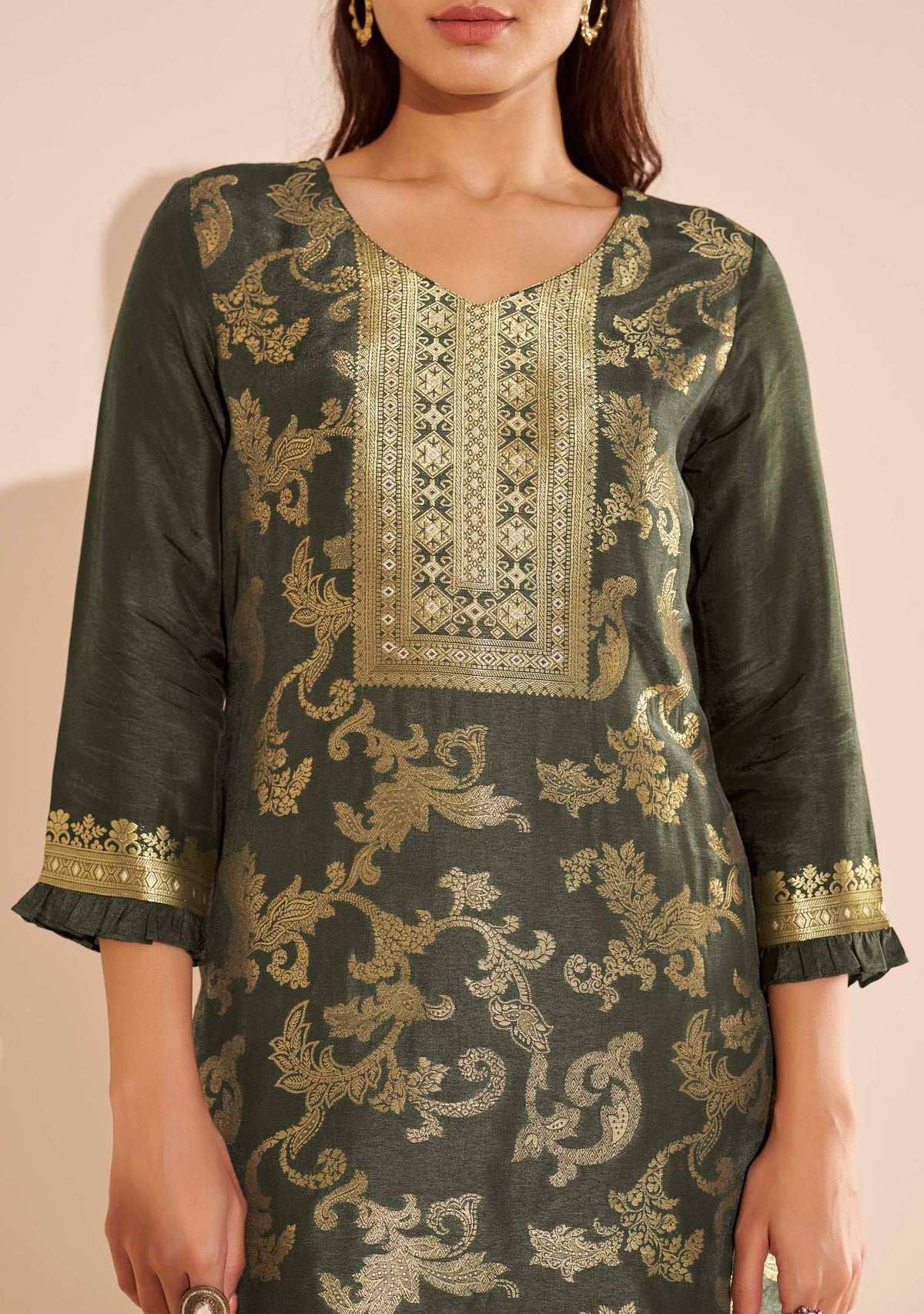 Viridian Dola Silk Jacquard Co-ord Set