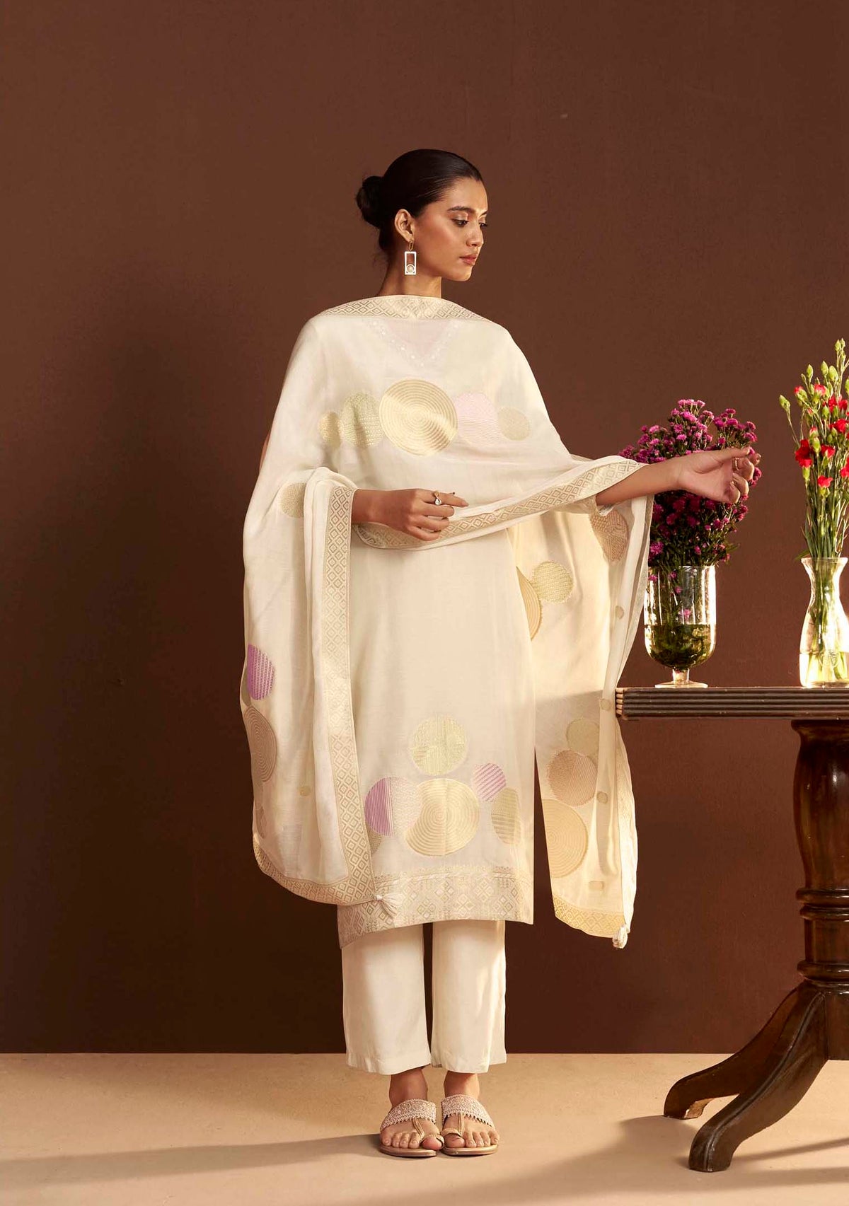 Vanika Green Chanderi Meena-Jacquard Kurta Set
