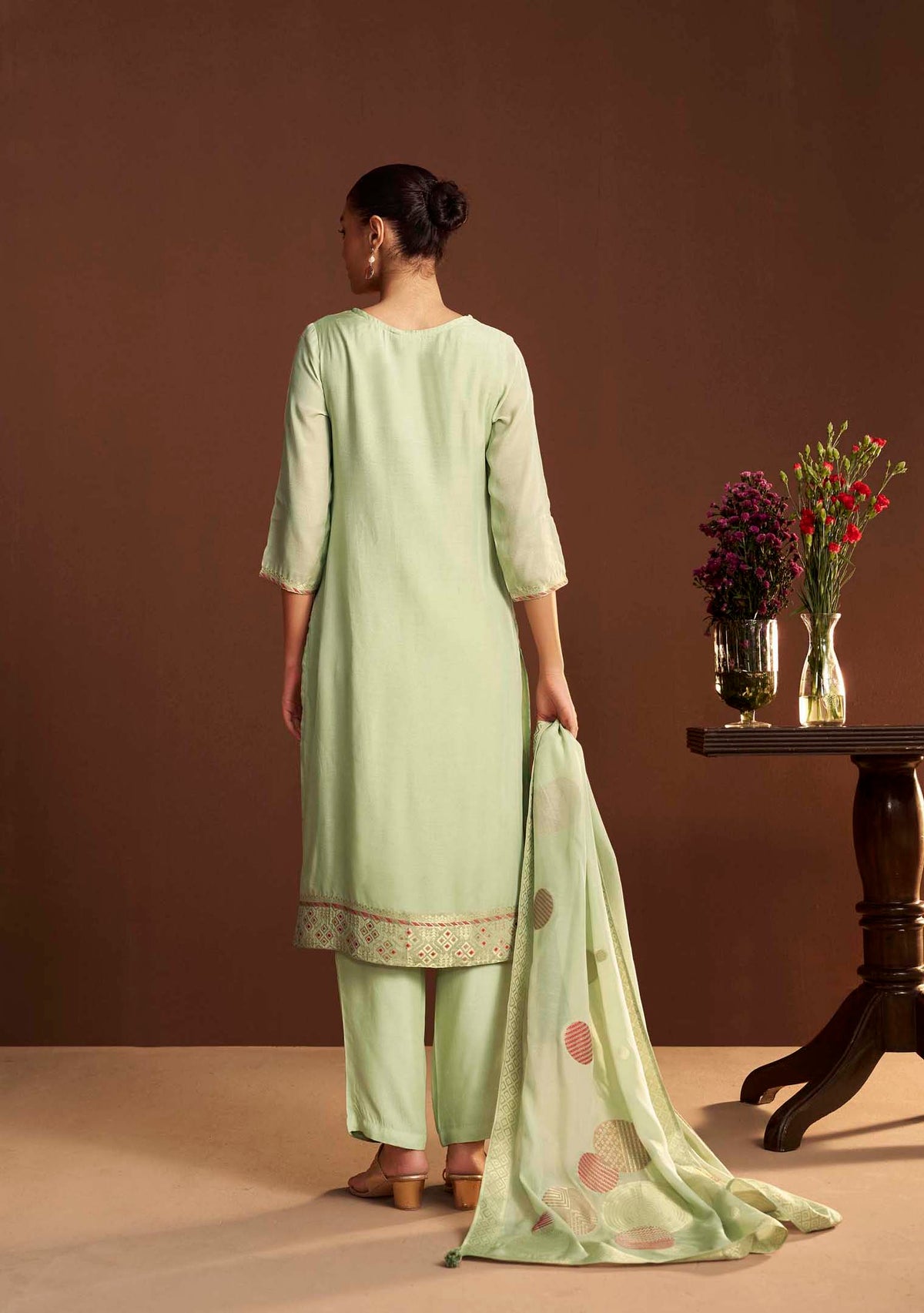Emerald Meena Mirrorwork Chanderi Kurta Set