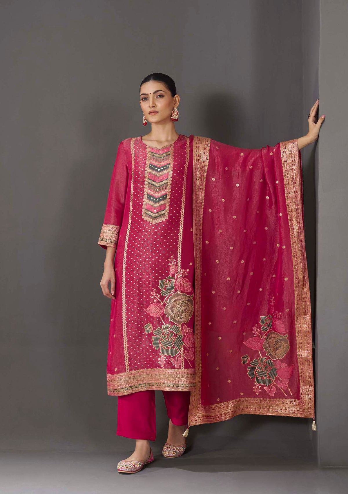 Rani Apsara Tissue-Organza Meena-Jacquard Kurta Set