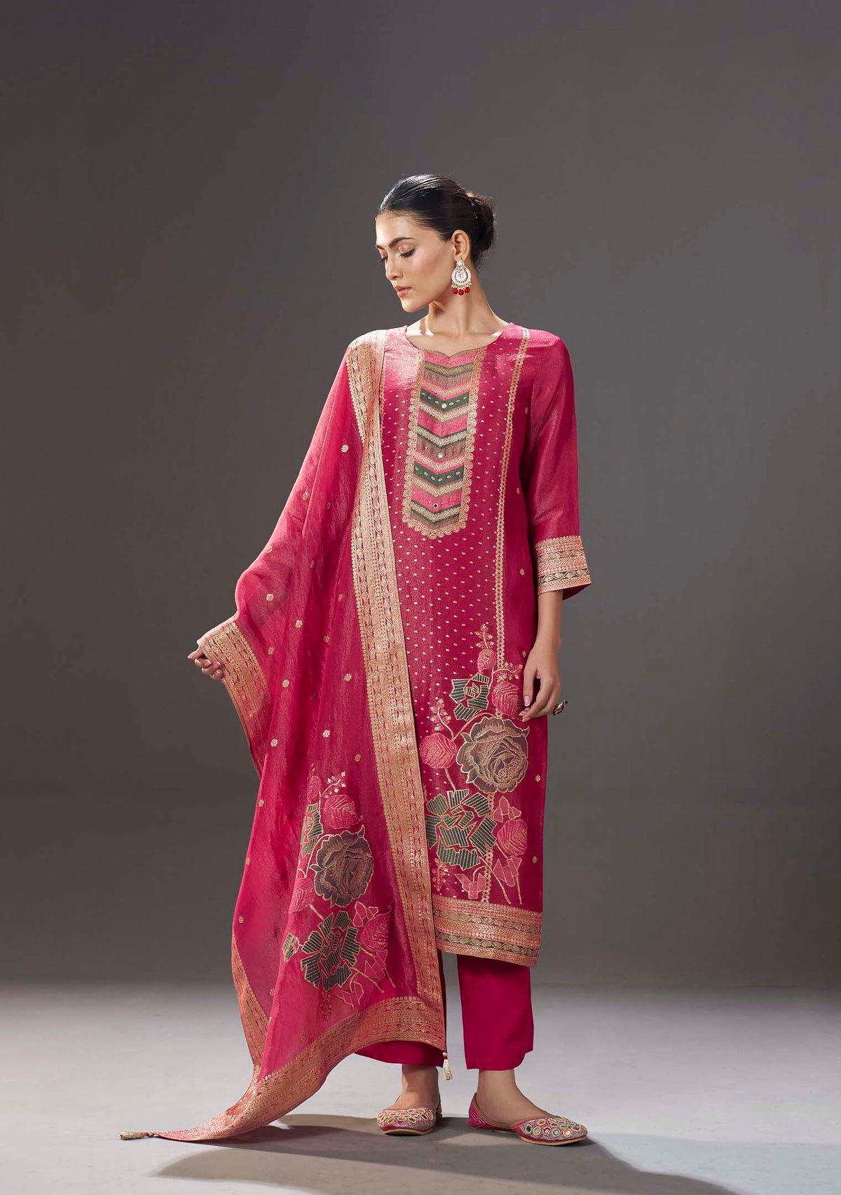 Rani Apsara Tissue-Organza Meena-Jacquard Kurta Set