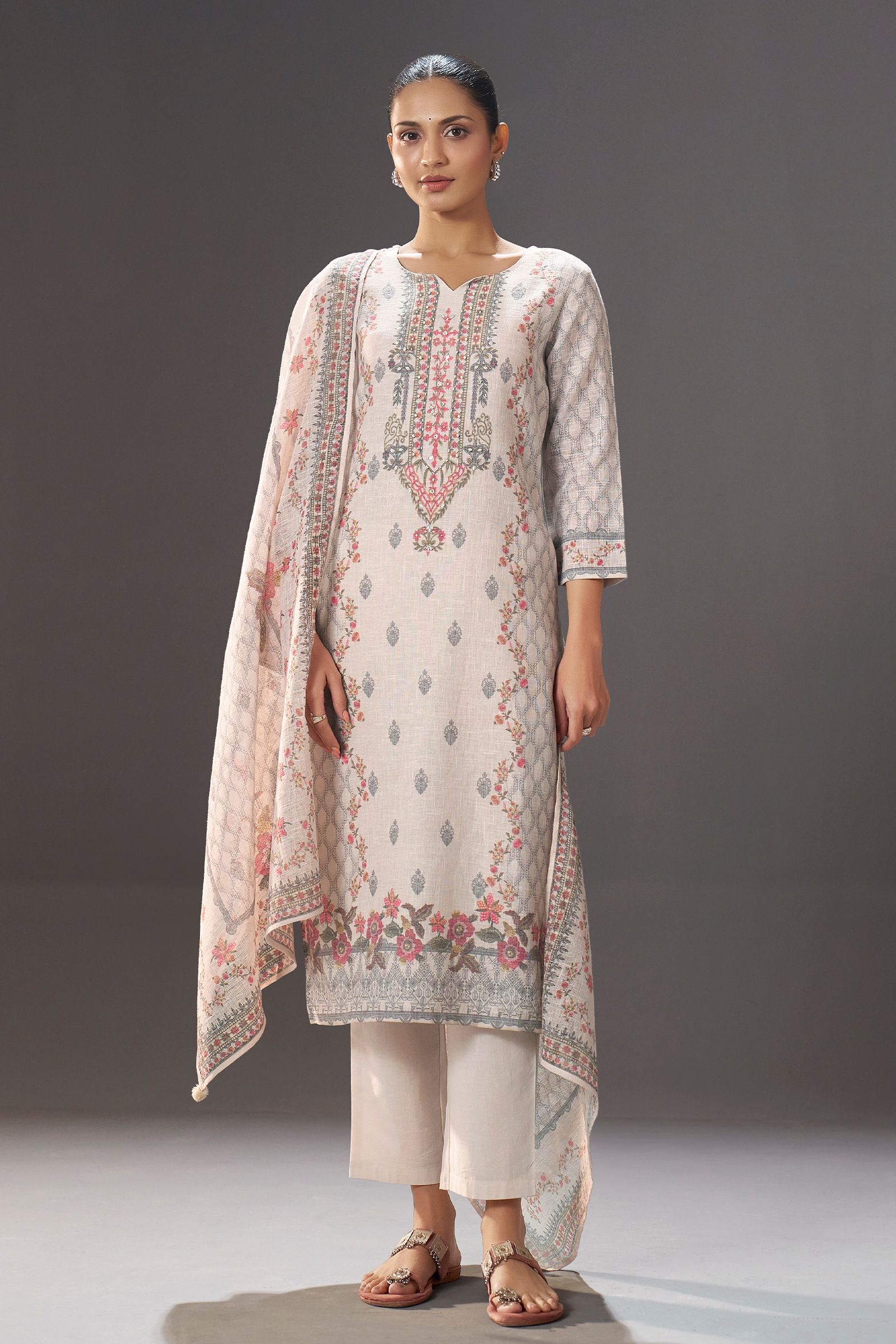 Stone Ivory Digital Printed Kurta Set