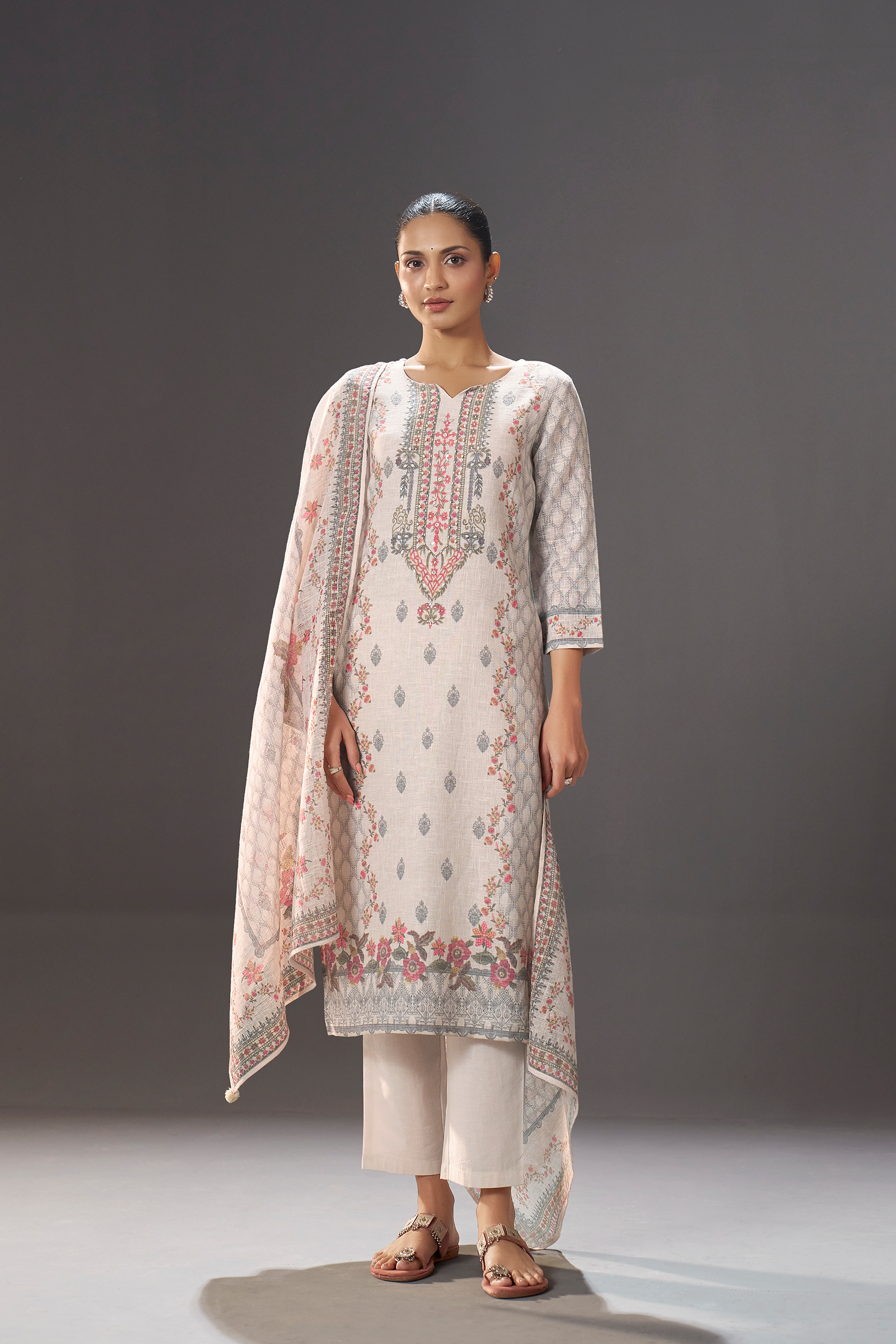 Stone Ivory Digital Printed Kurta Set