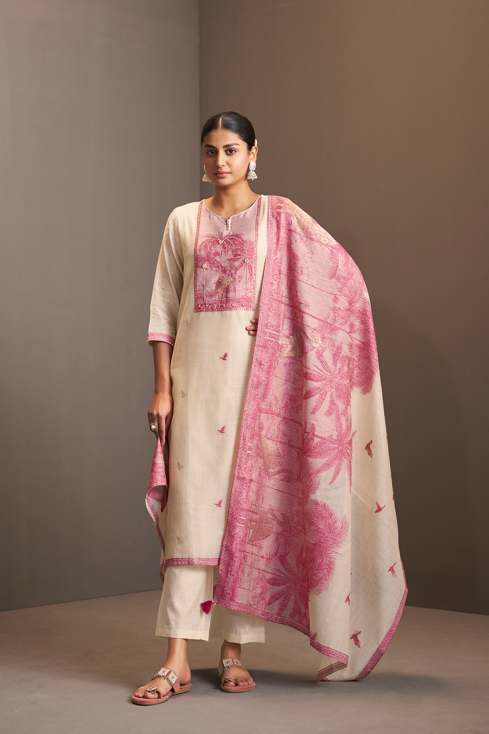 Soft Rosé Embroidered Kurta Set