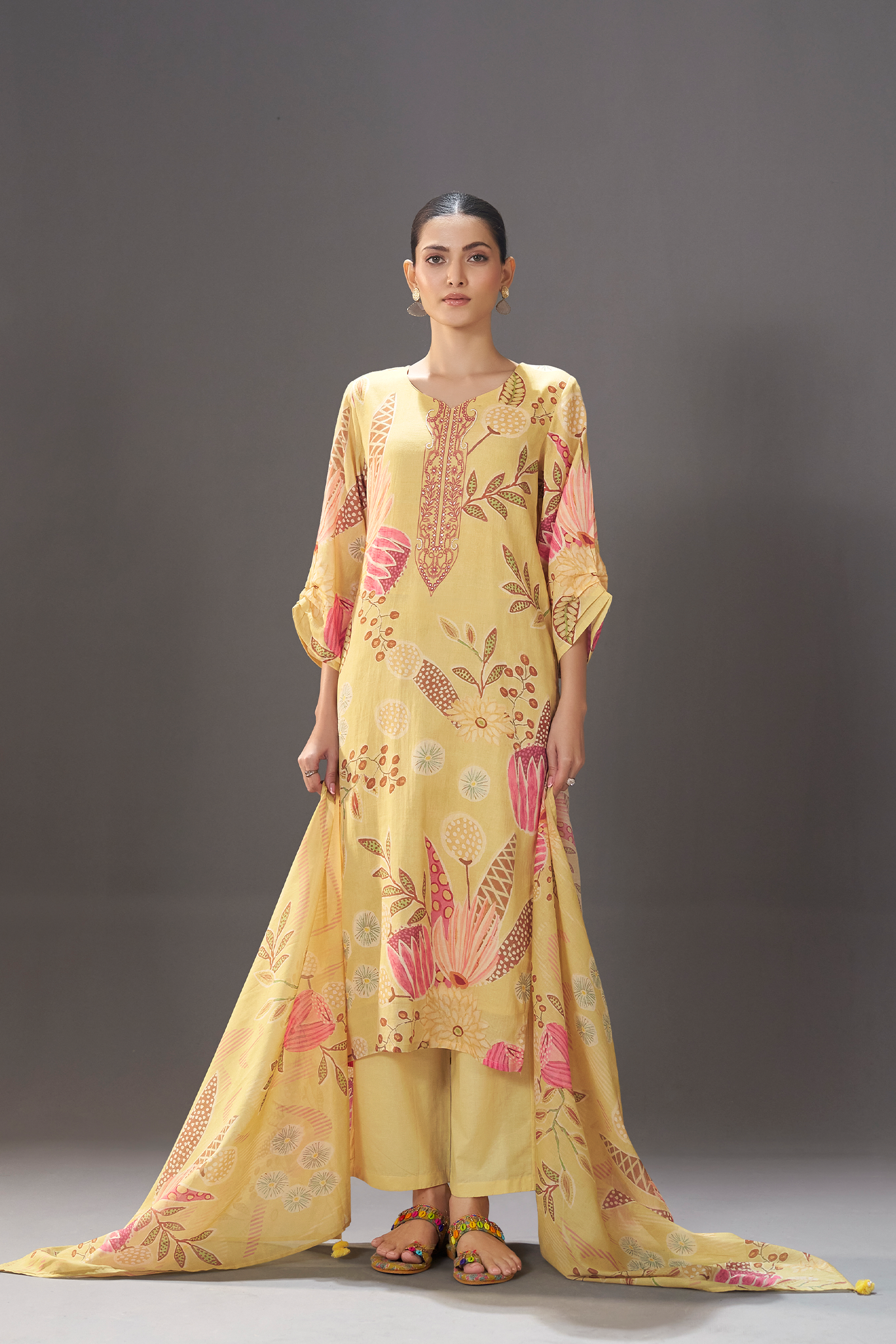 Sunlit Mustard Digital Printed Kurta Set