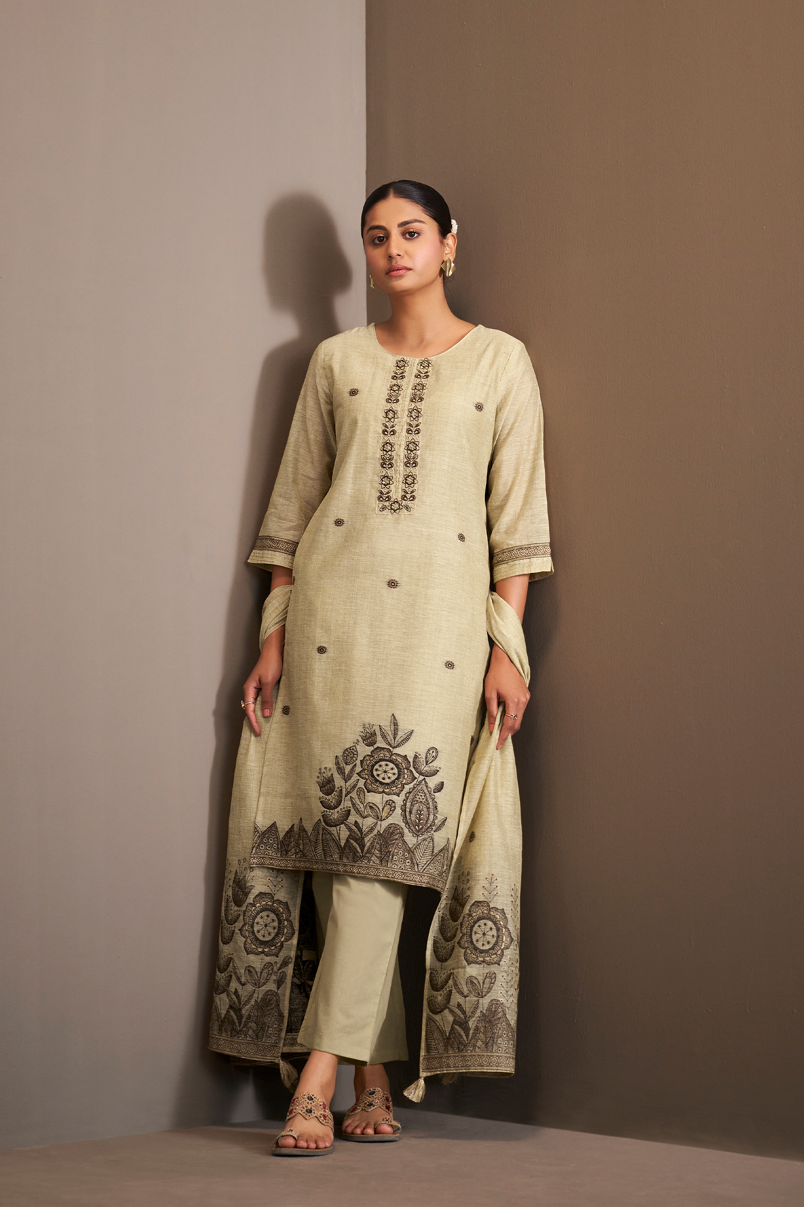 Butter Yellow Embroidered Kurta Set